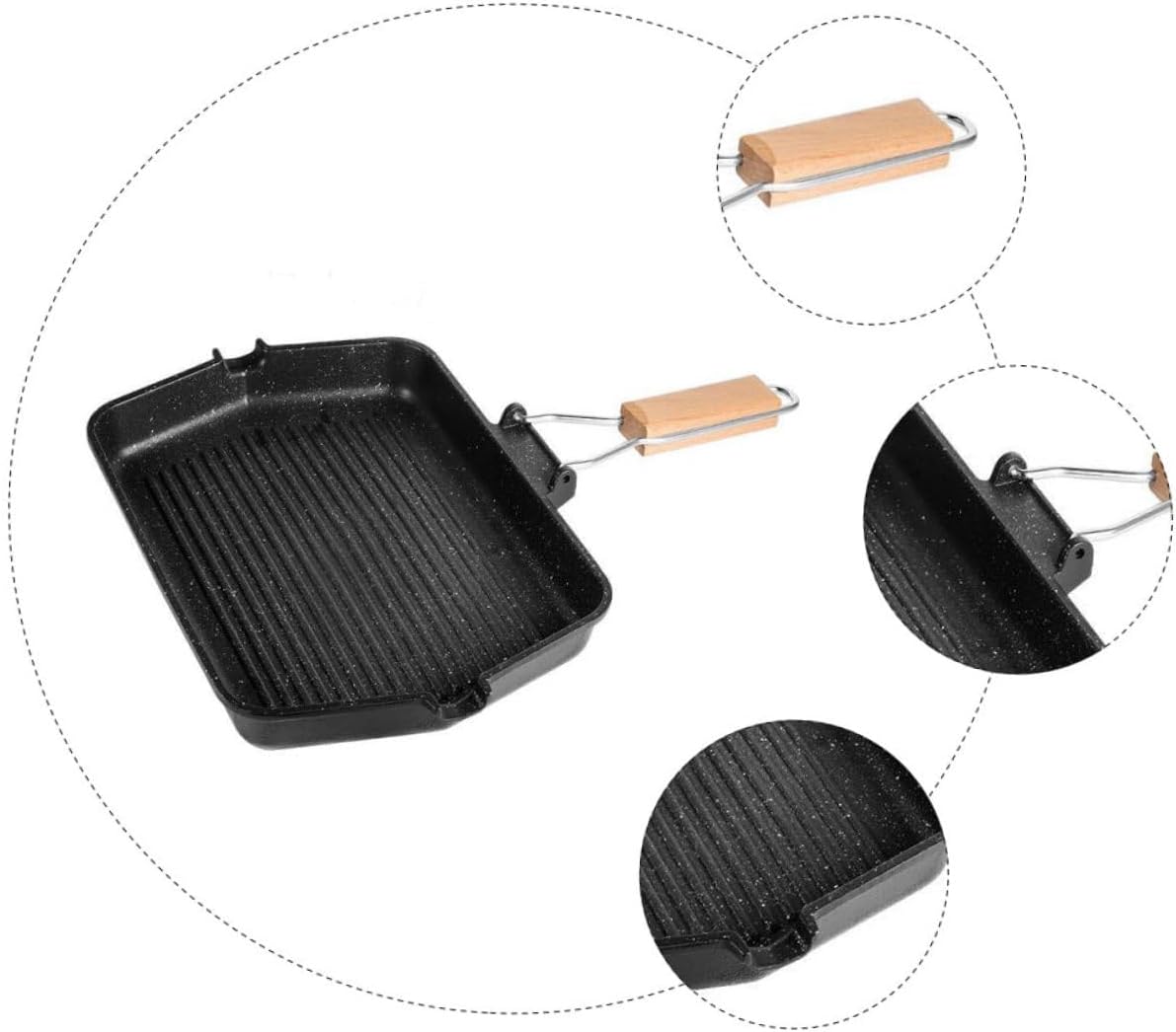 Outdoor Bbq Grill Pan Non-stick Frying Pan Iron Cookware Easy to Clean