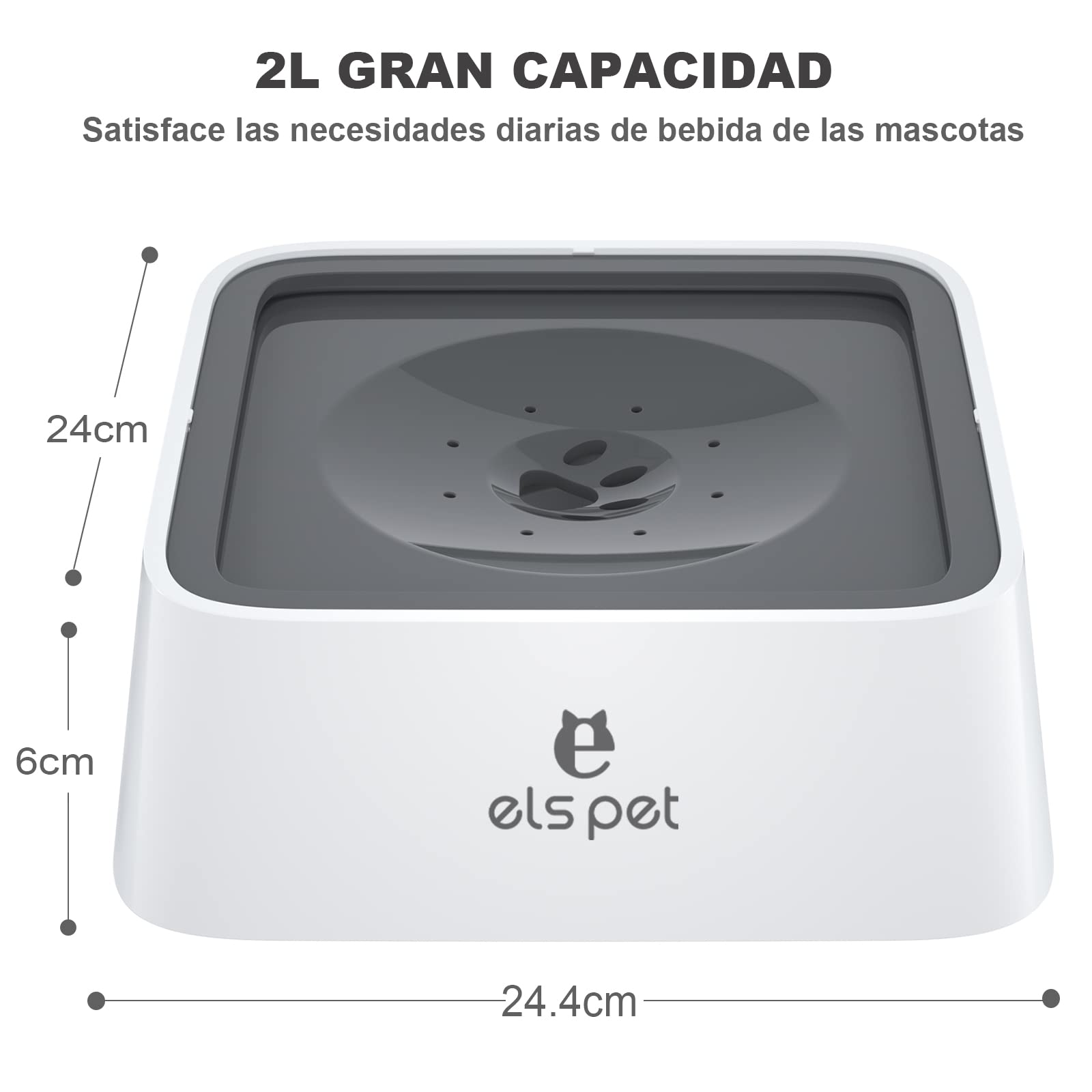 ELS PET Bebedero Antigoteo con Filtro,2L Cuenco Alimentación Lenta, Flotante para Perros y Gatos, Agua Flotante para Mascotas,Sin Derrames