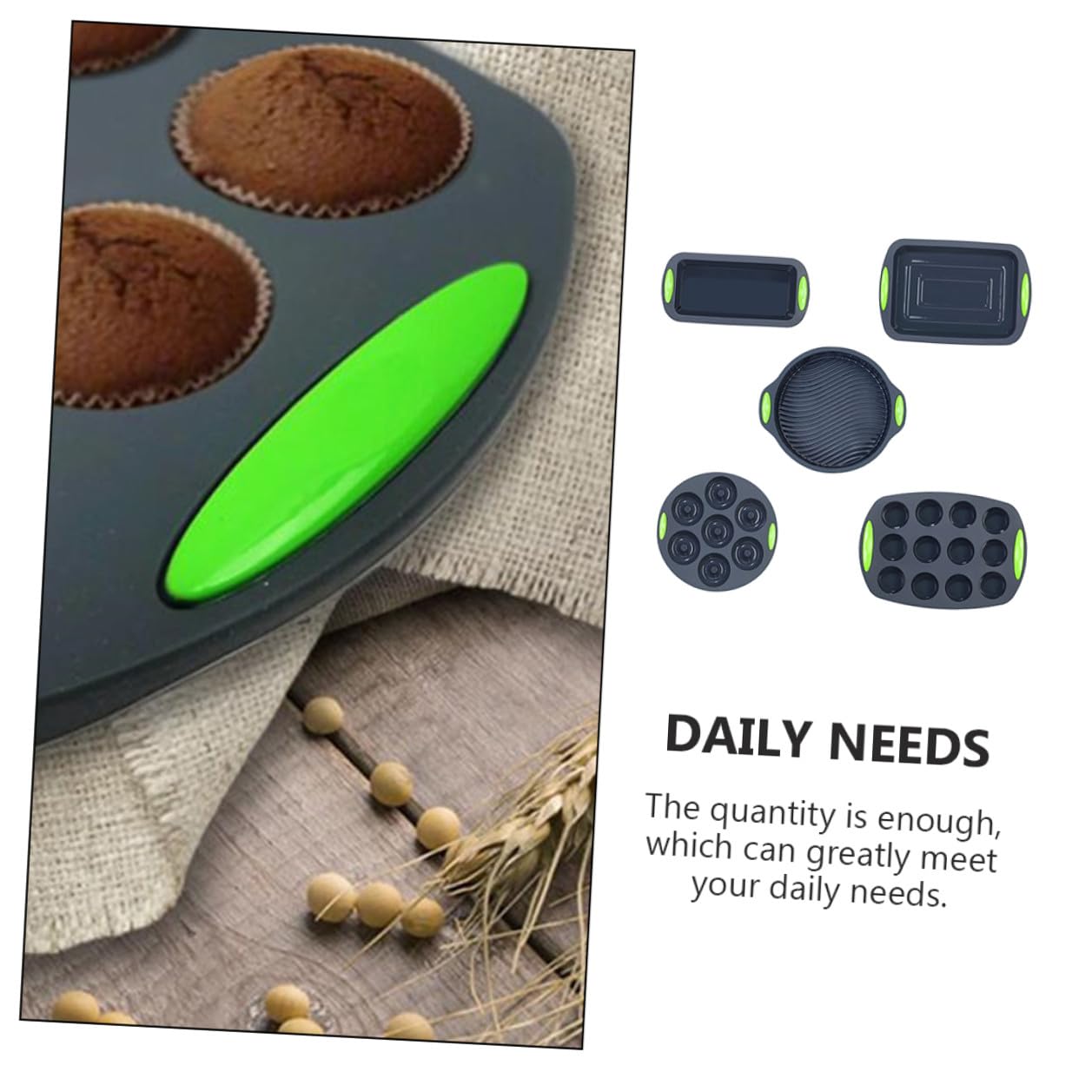 Toyvian Molde para Pastel de Silicona Gris 5 Piezas Kit para Hornear Pan Casero Resistente Altas Temperaturas Apto Horno y Refrigerador Utensilios Repostería Cocina Hogar