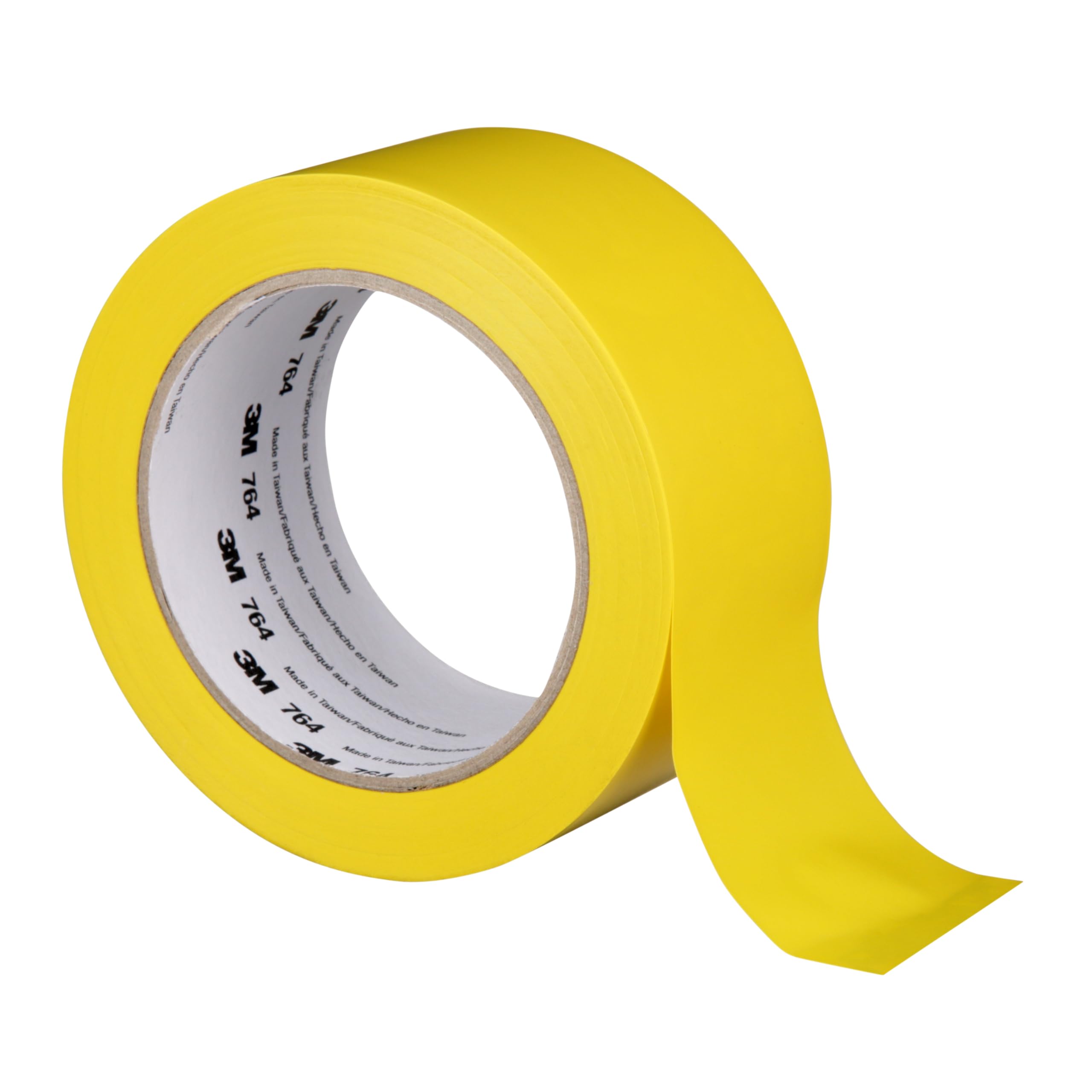 Vinyl Tape 764, General Purpose, 2 in x 36 yd, Yellow, 1 Roll, Light Traffic Floor Marking Tape, Social Distancing, Color Coding, Safety, Bundling