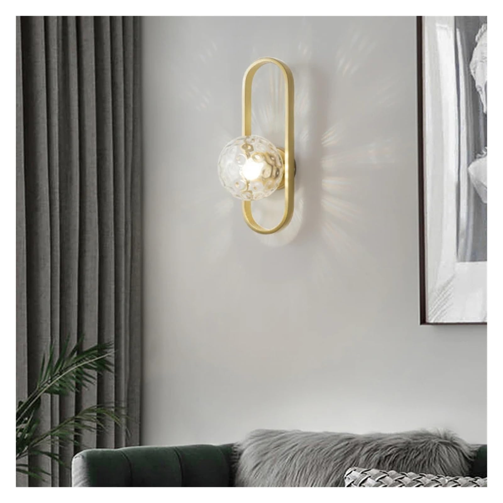 CWCQGH E27 LED Wall Sconce Walkway Staircase Corridor Living Room Background Glass Home Design Shades,Gold-B