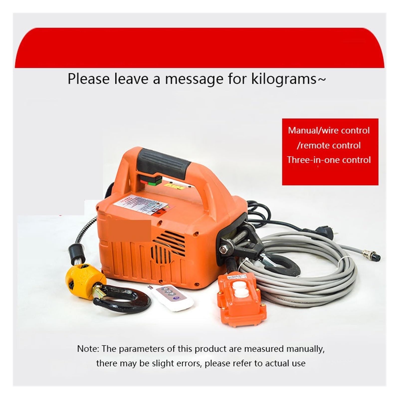 Electric Winch,500KG Load Portable Electric Winch Traction Hoist Manual/Remote Control/Wire Control Electric Hoist Hoist Lifting Tool for Cars, Home Improvement, Cargo Handling(110V)