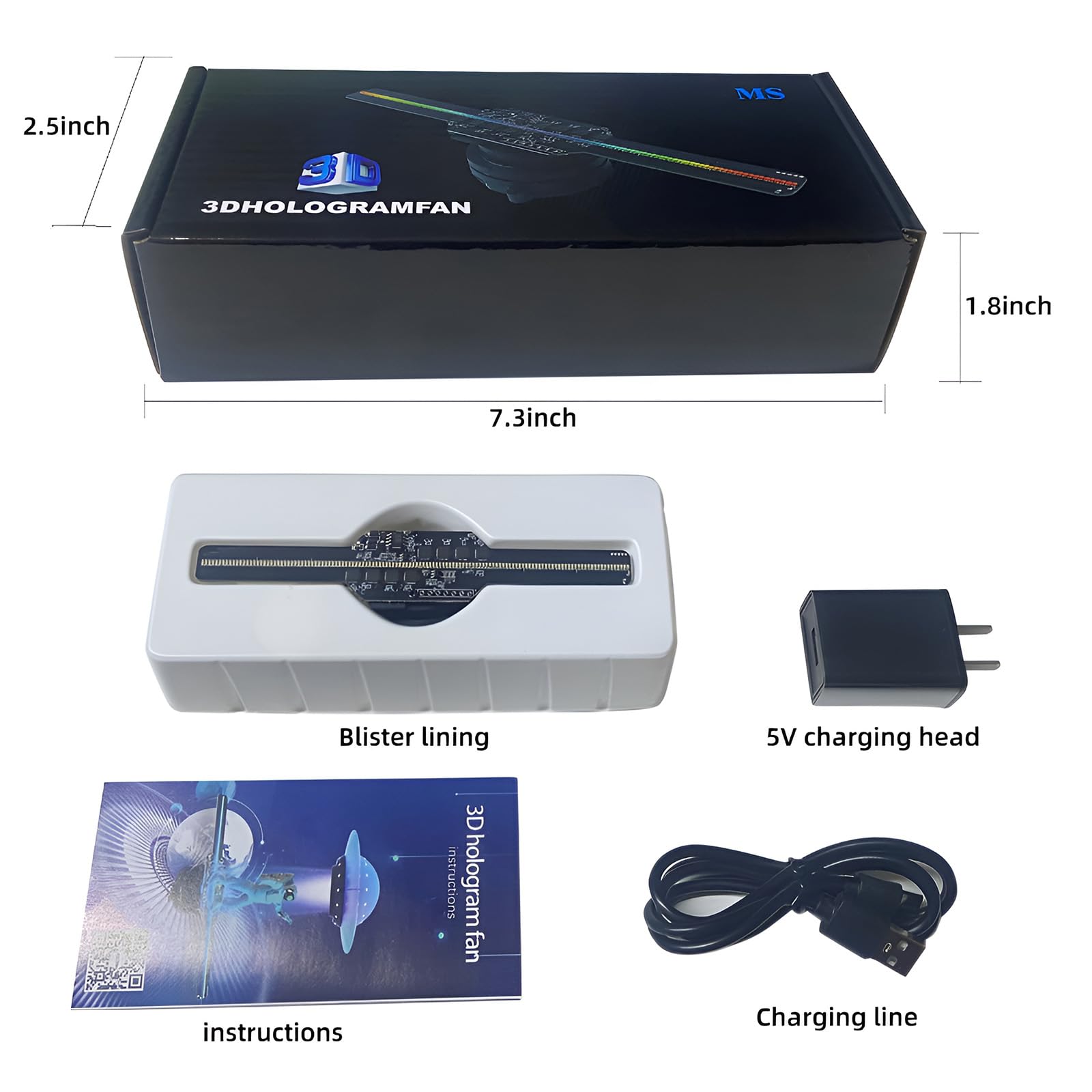 Wentylator Do Projektora Holograficznego 14 Cm 3d, 128 Wentylatorów Z Hologramem Led, Projektor Reklamowy Do Reklamy, Wystawy, Sklepu, Baru