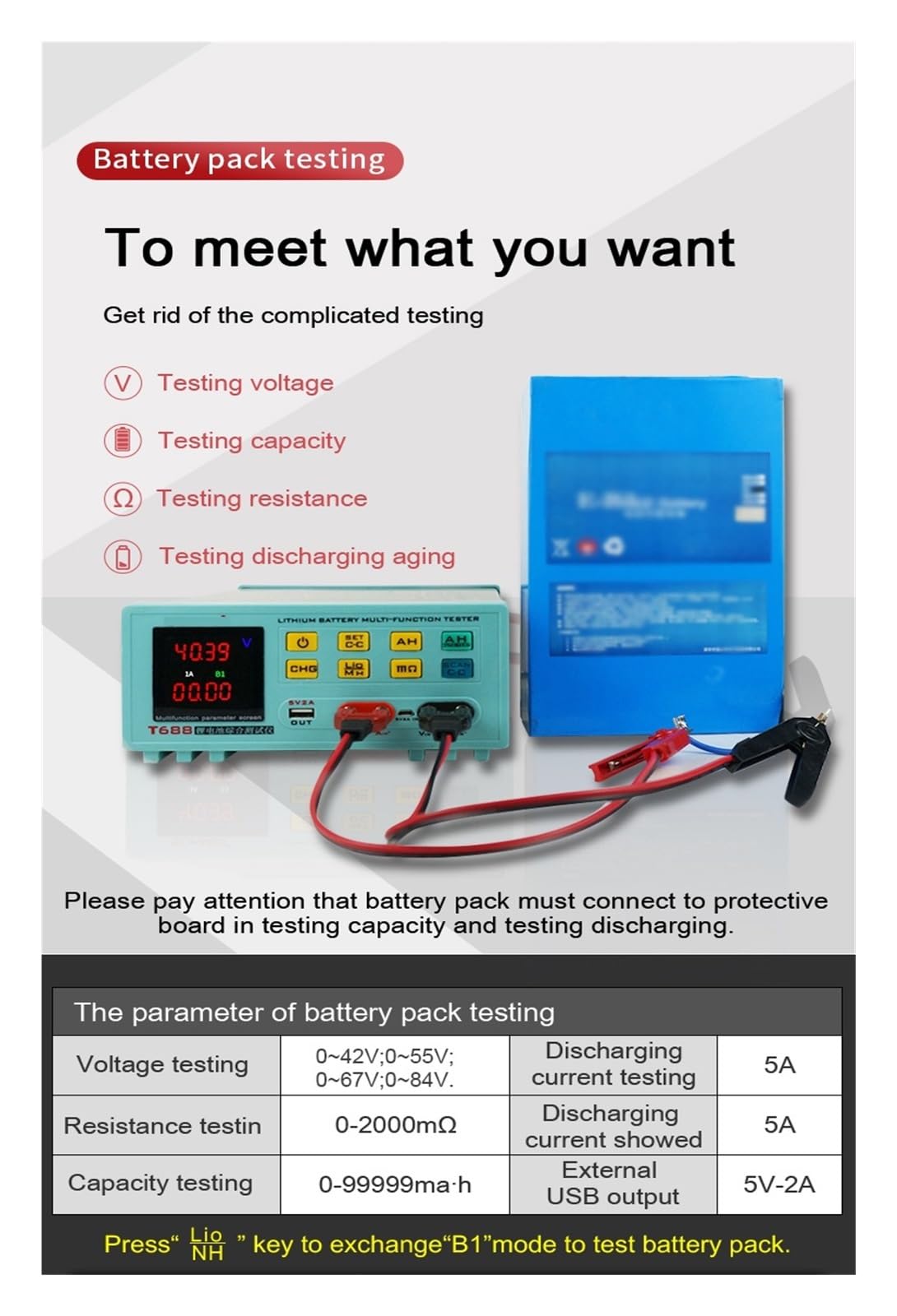 Tester Baterii, Pojemność Baterii Litowej T688 Starzejący Się Przyrząd Rozładowujący Elektroniczny Tester Rezystancji Wewnętrznej Przyrządu Obciążeniowego(36V)