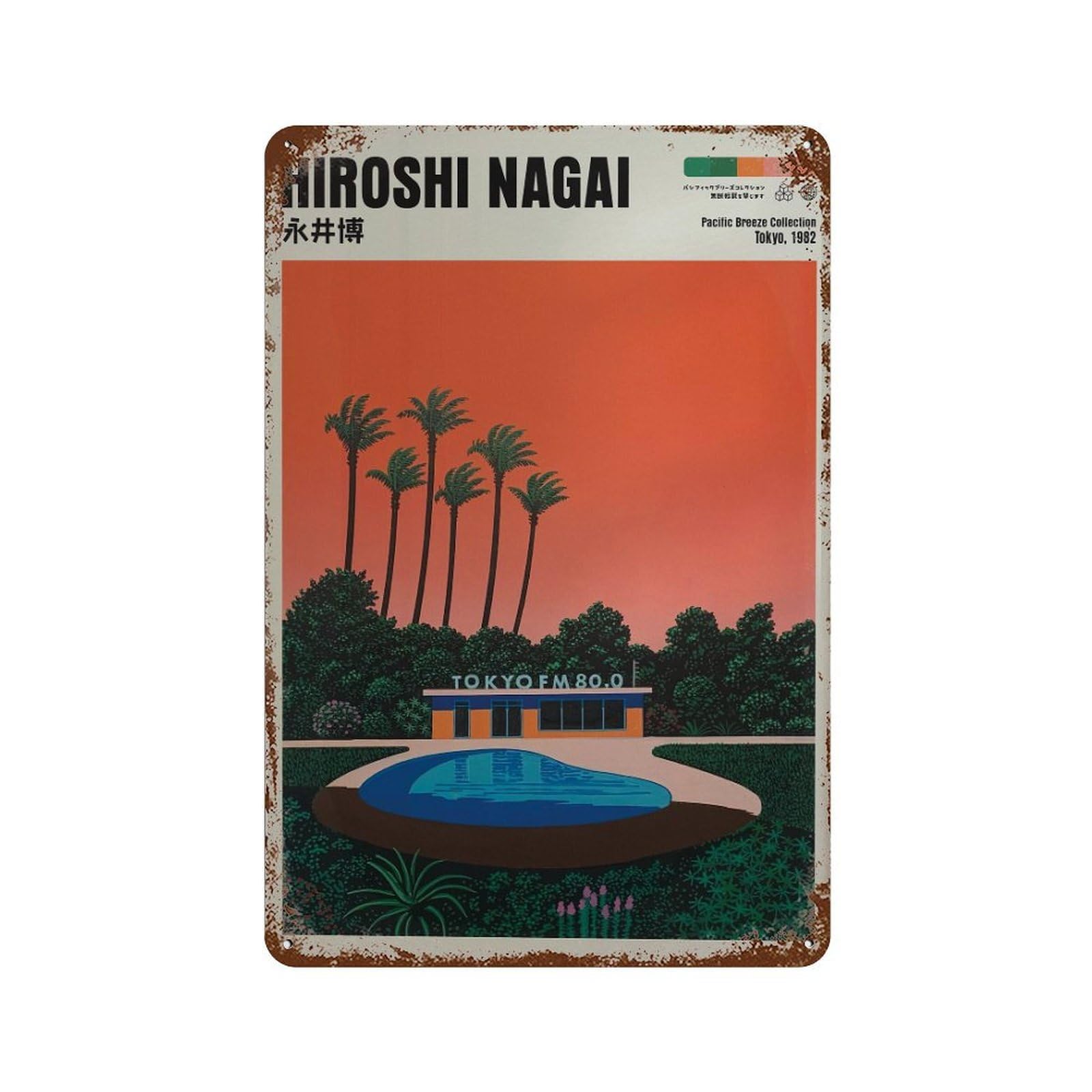 xiaoxiaoshen Hiroshi Nagai Vaporwave Japanese City Pop. Minimalist Wall Decor Art Metal Tin Poster Modern Home Decor Art Home Bar Shop Decorations Vintage Sign 30x20cm