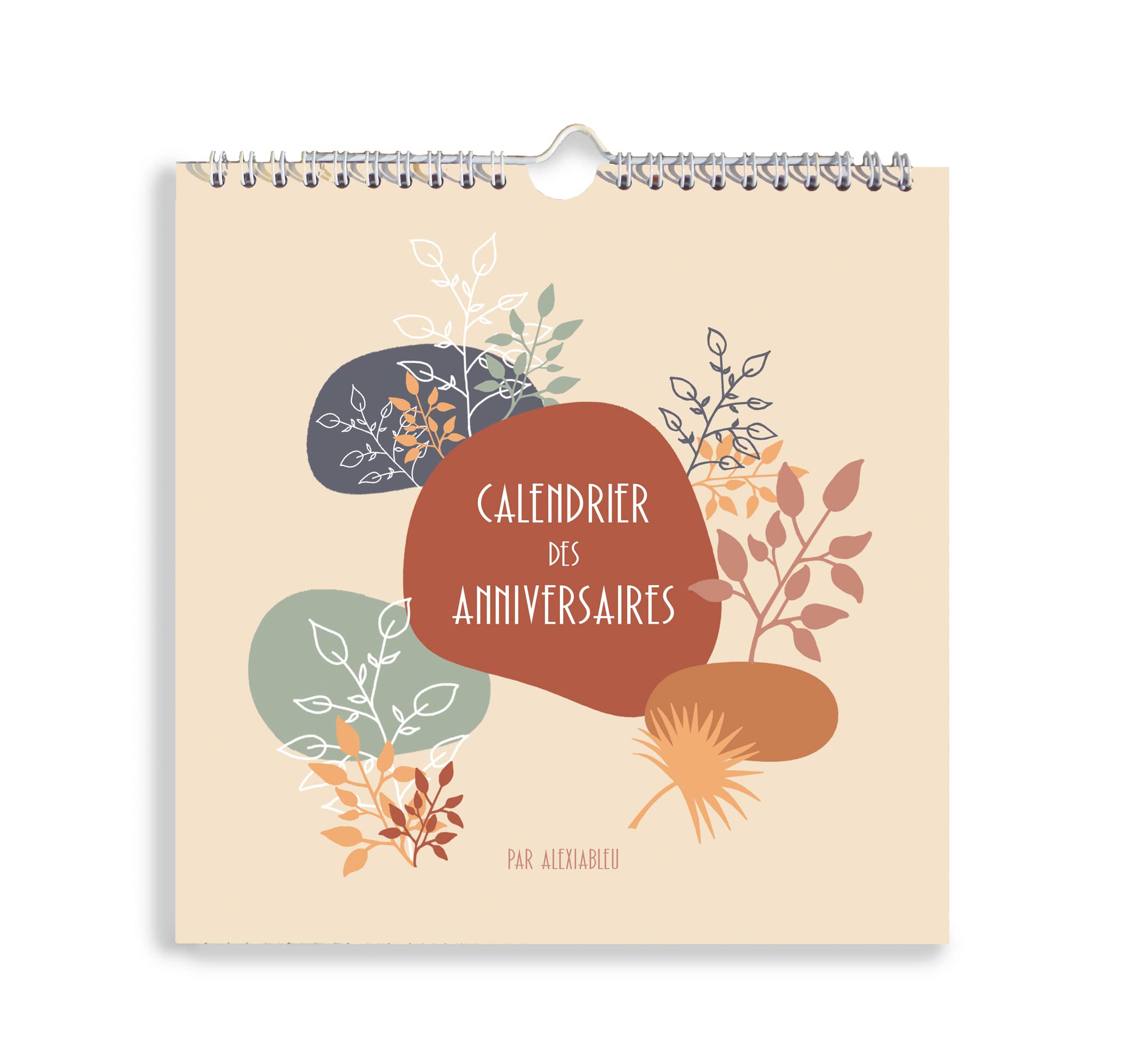 Calendrier Carré des Anniversaires, Mural, Perpétuel, Format 21 x 21 cm