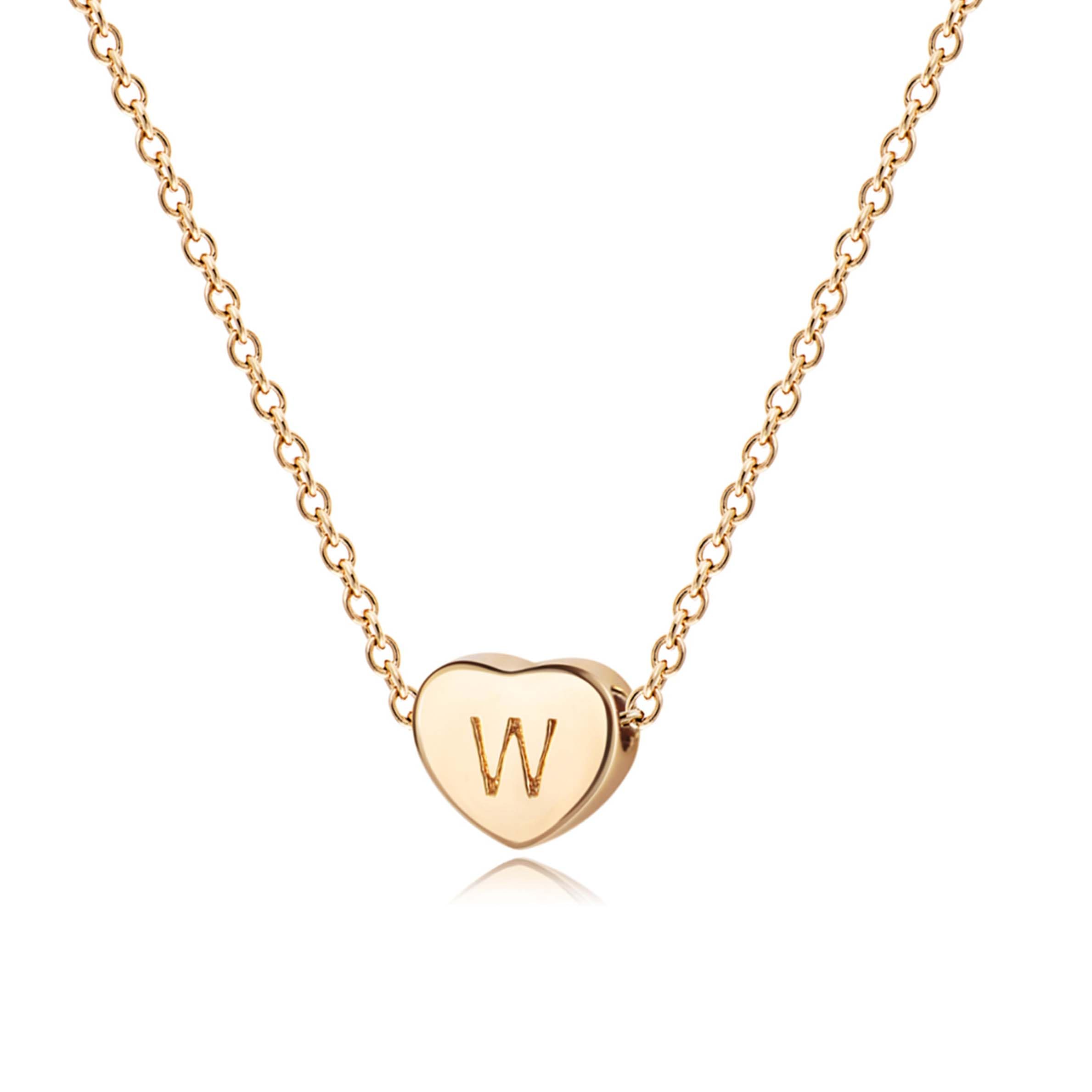 Jenosy Kette Damen Herz Kette mit Buchstaben Gold Personalisierte Kette mit Namen Zarte Kette Herz Buchstaben Anhänger für Mädchen 18K Vergoldete Namenskette Modeschmuck für Frauen und Mädchen