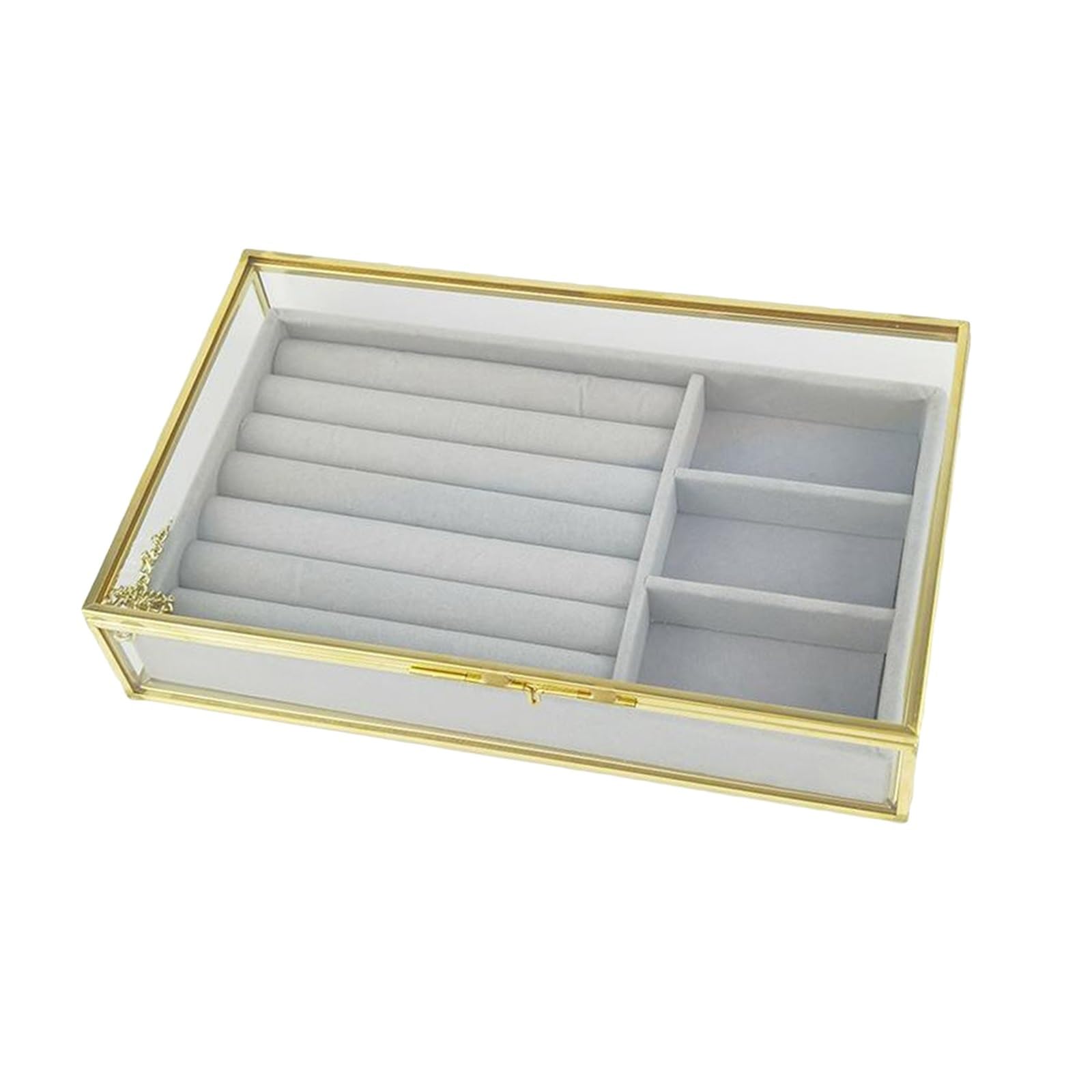 Boîte à bijoux velours à couvercle transparent, l'écrin de rangement raffiné