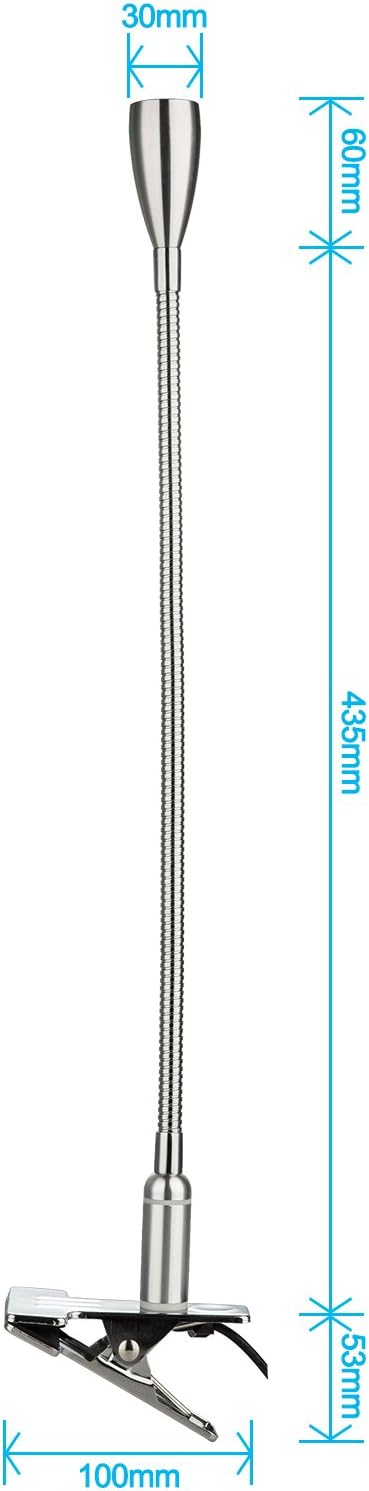 Meanyee Touch Switch Stepless Dimmable Flexible Clip On Desk Lamp/Clip on Lights Dimming Clamp Table Lamp/Clamp on Lights for Reading/Working/Study/Bedside/Bedroom/Book Lights(Warm White3000-3200K)