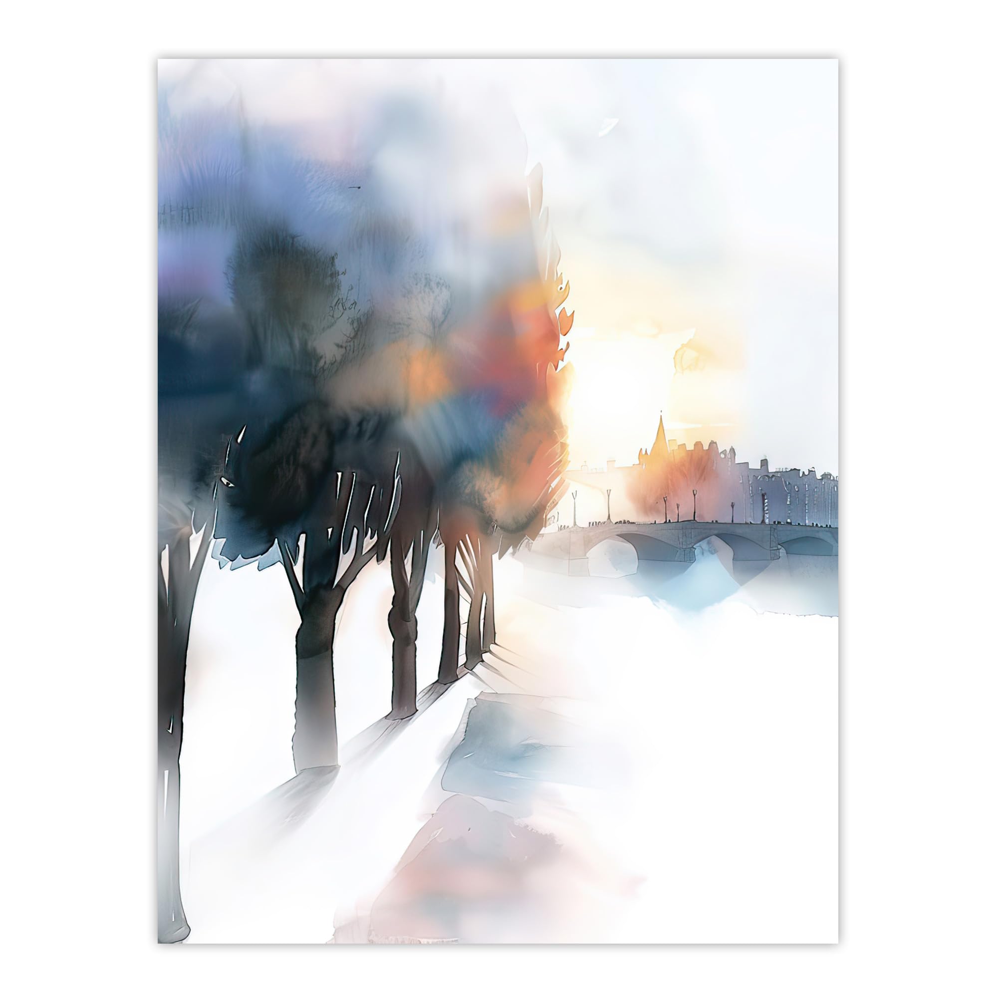 Artery8 Misty Morning Sunrise Edinburgh North Bridge Living Room Extra Large XL Wall Art Poster Print