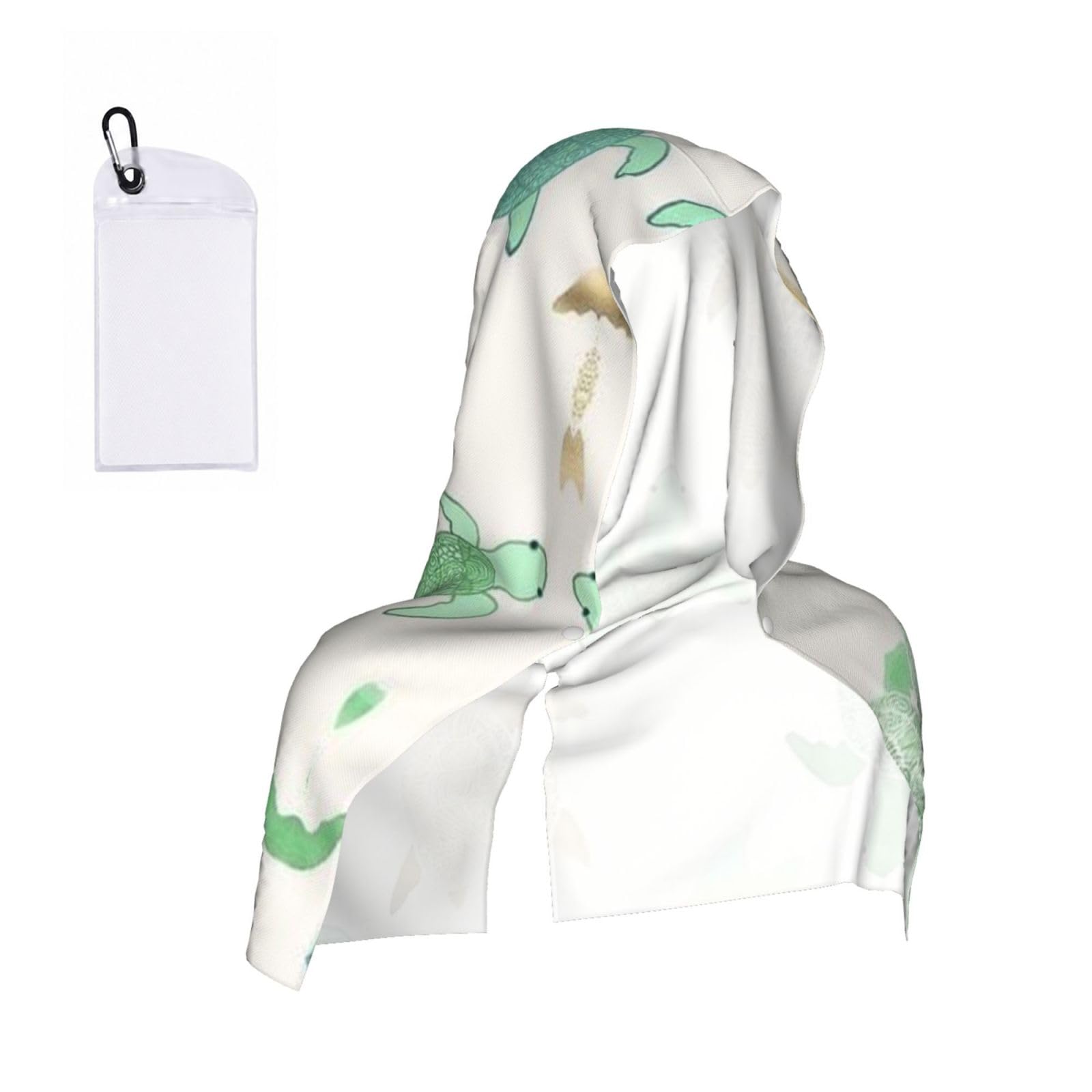 EZDLOWVBA Turtle Write Print 2 Pack Cooling Hoodie Towels,Sports Headscarf, Neck Wrap Scarf,Breathable Cooling Towel For Neck And Face, Travel, Swimming, Training