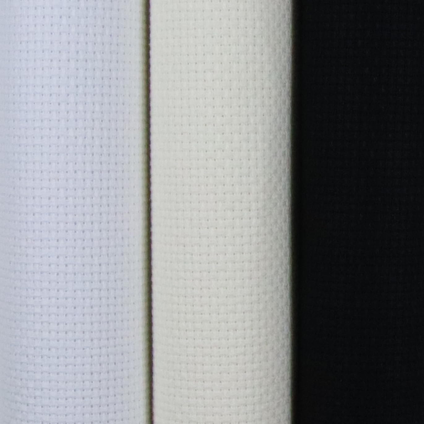 KCS 3 pc of 15" x 18"(38cmx45cm) 14 Count Cross Stitch Cotton Aida Cloth Needlework Rolled Fabric Box,14CT,White+Antique White+Black