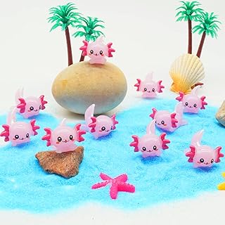 AWEELON 20pcs Mini Resin Axolotl Slime Charm Axolotl Tiny Animal Figurine Miniature Figures Garden Landscape Aquarium Dollhouse Ornament Potted Plants Decoration DIY Crafts for Birthday Party