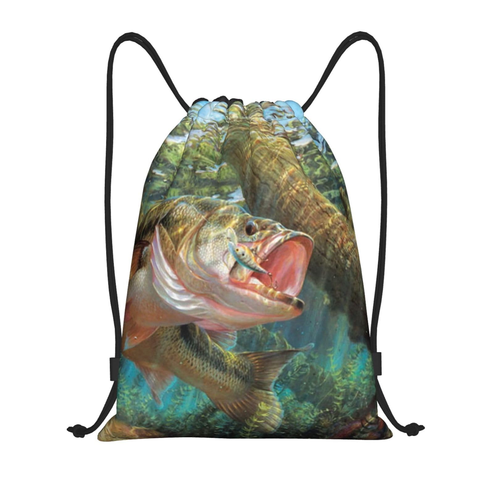 AABSTBFM Fishing Lightweight Drawstring Backpack | S - String Backpack Bags For Gym, Travel, Shopping, School, And More