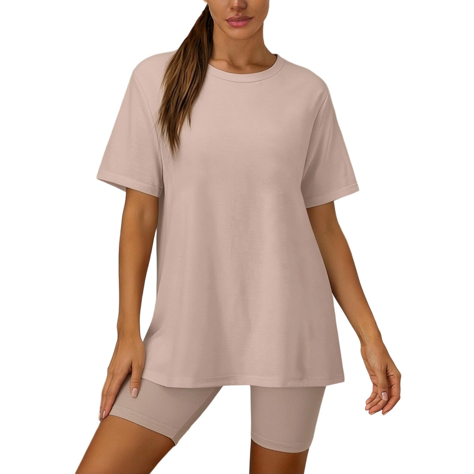 Zweiteilige Outfits für Damen, kurzärmelige Oberteile Kurze Hosen, Lauf-Yoga-Sport-Sets