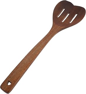 PRETYZOOM Heart Wooden Slotted Spoon Ergonomic Kitchen Tool for Stirring Filtering and Serving Easy to Clean Colander for Everyday Use