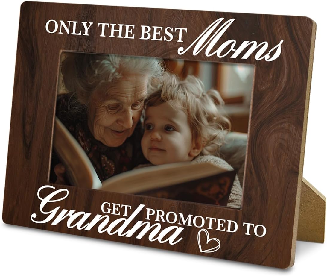 Grandma Gifts, Rustic Photo Frames 4 x 6-Nature Wood Texture, Only The Best Moms get Promoted to Grandma, Grandmother Picture Frame Grandmother Gift for Mother's Day, Pregnancy Announcement