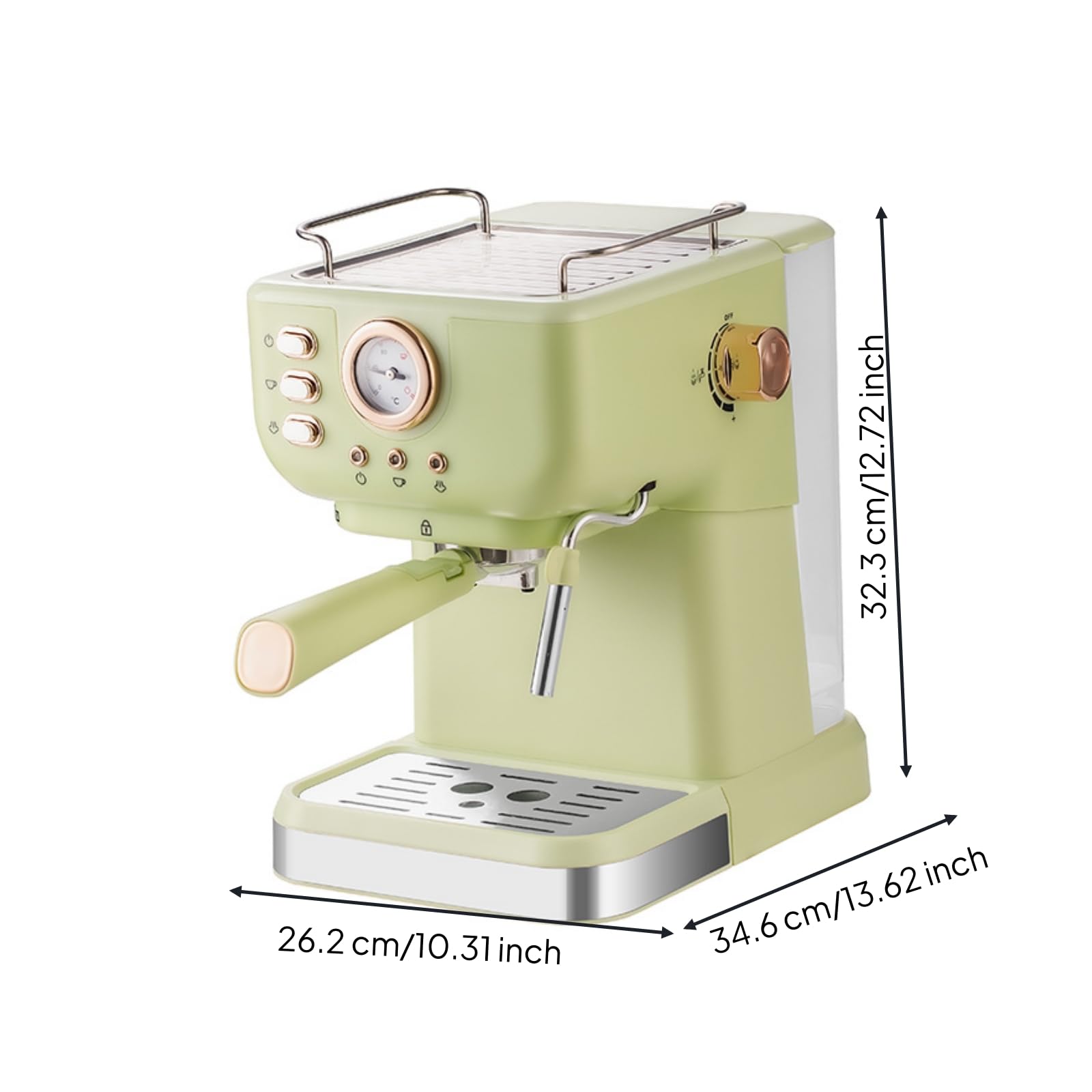 Cafetera Espresso Máquina Cafetera Cafetera Espresso Cafetera Capuchinera con Vaporizador Integrado Panel de Control, Verde, CM3120 Estándar Europeo Verde