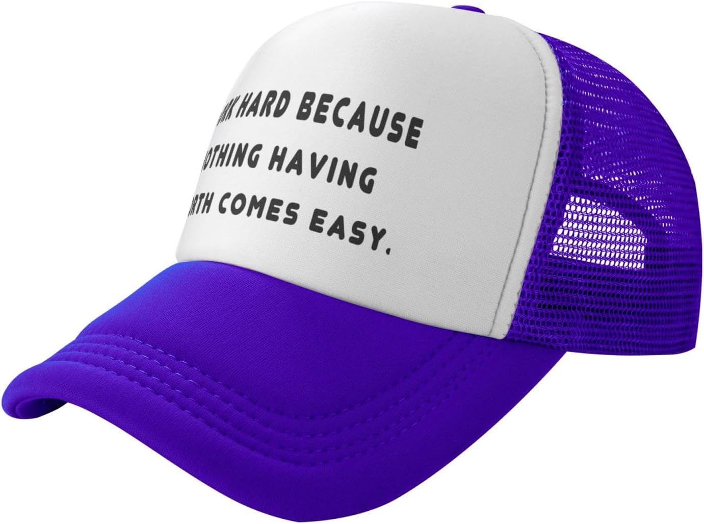 Work Hard Because Funny Trucker Hat - Adult Humor Gag Gift Adjustable Snapback Cap for Men Women