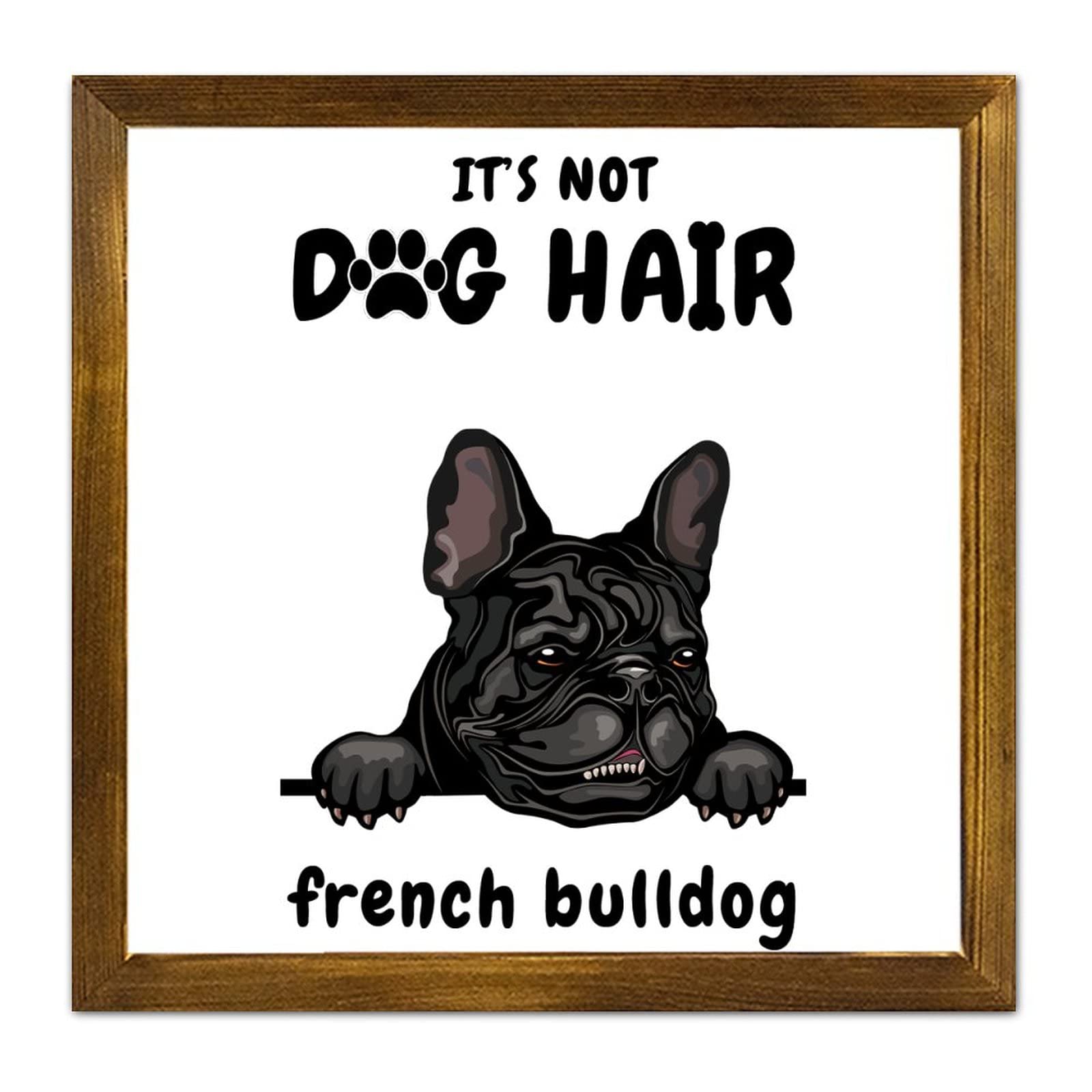Plaque en bois bouledogue français pour salon et cuisine rétro
