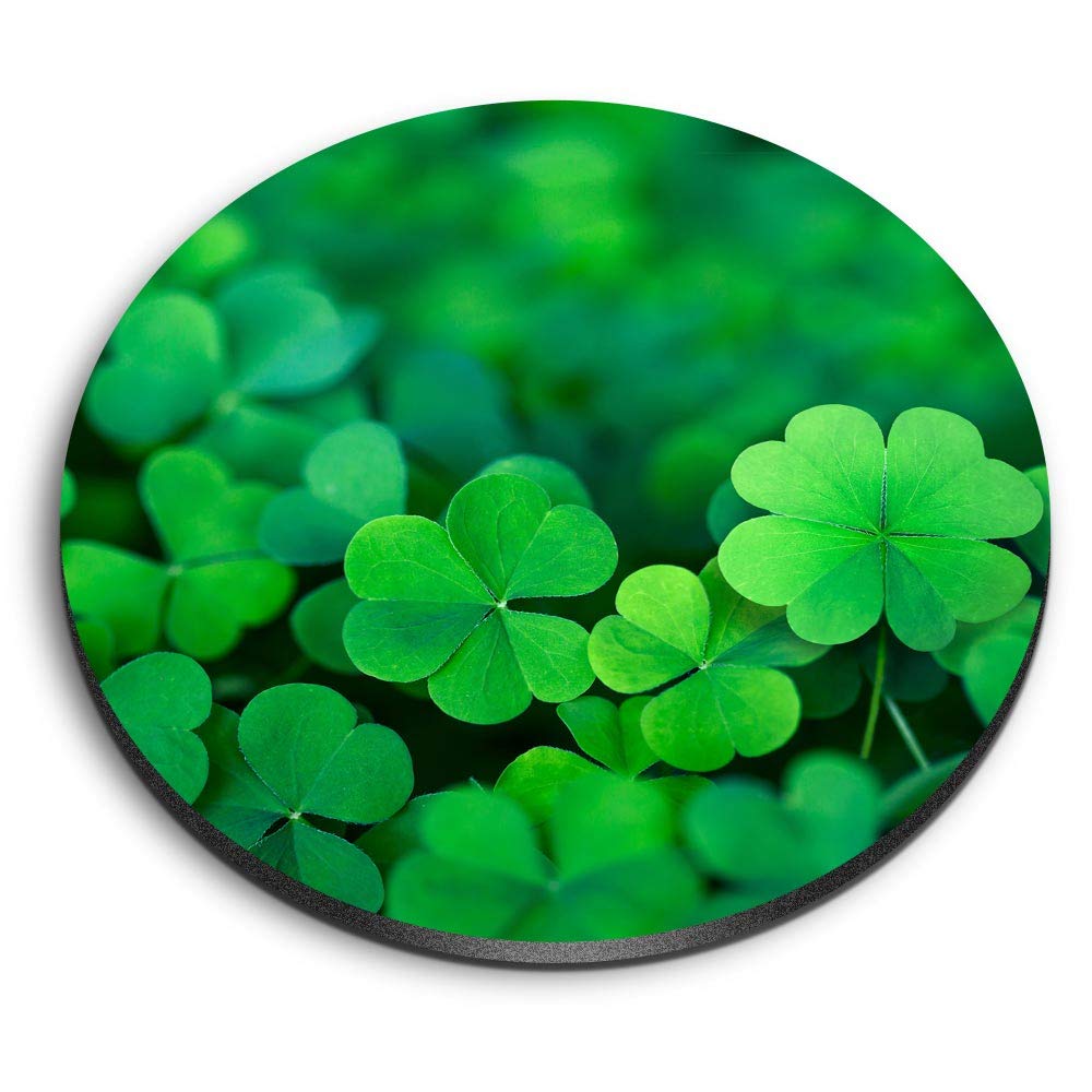Destination Vinyl Ltd Multicolor 1 X Round Mdf Magnet - Lucky Green Clover Irish 2092