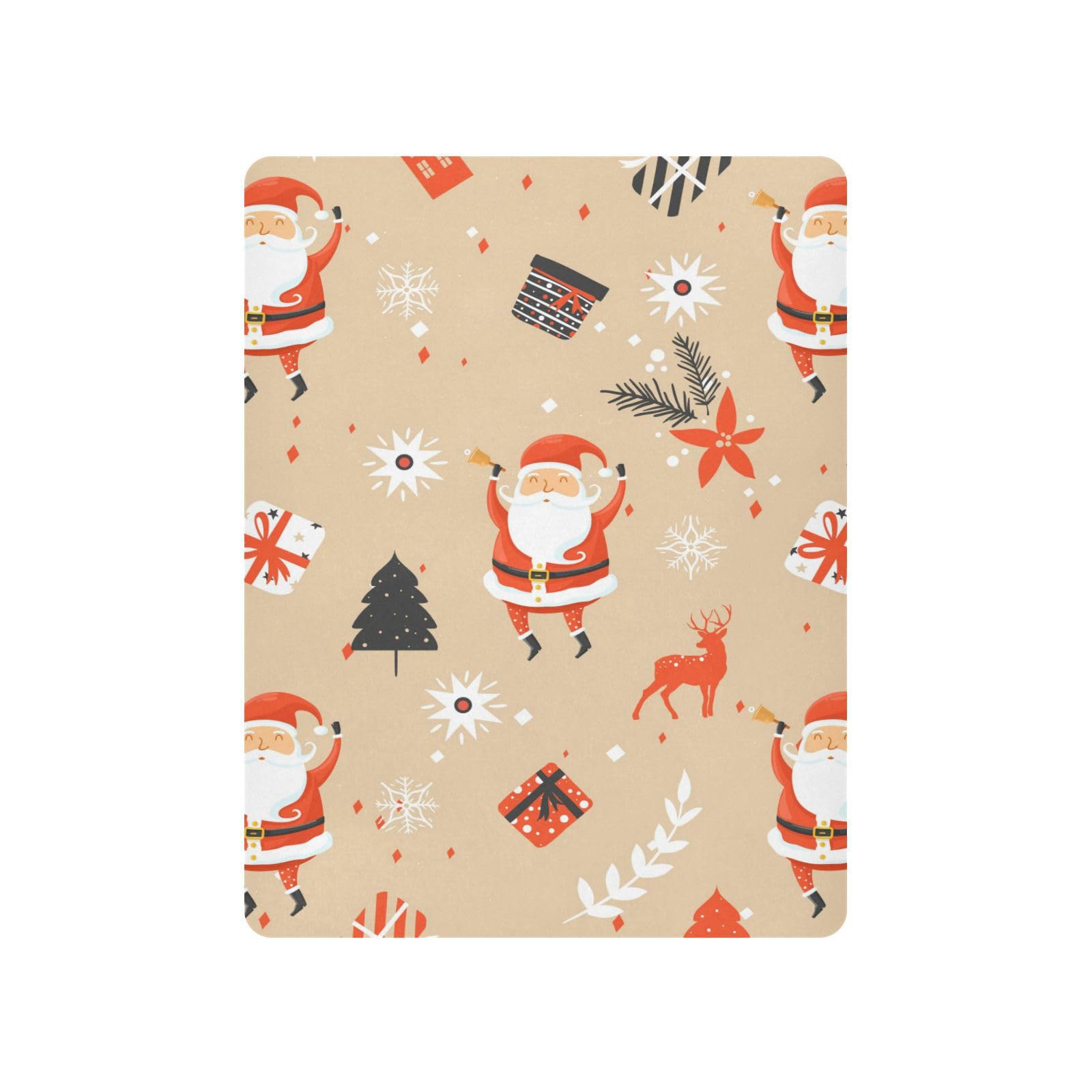 Moudou Christmas Santa Claus Playard Sheet for Boy Girls, Soft Breathable Fitted Toddler Sheet for Standard Playard Bed Mattress, 39 x 27 x 5 Inch