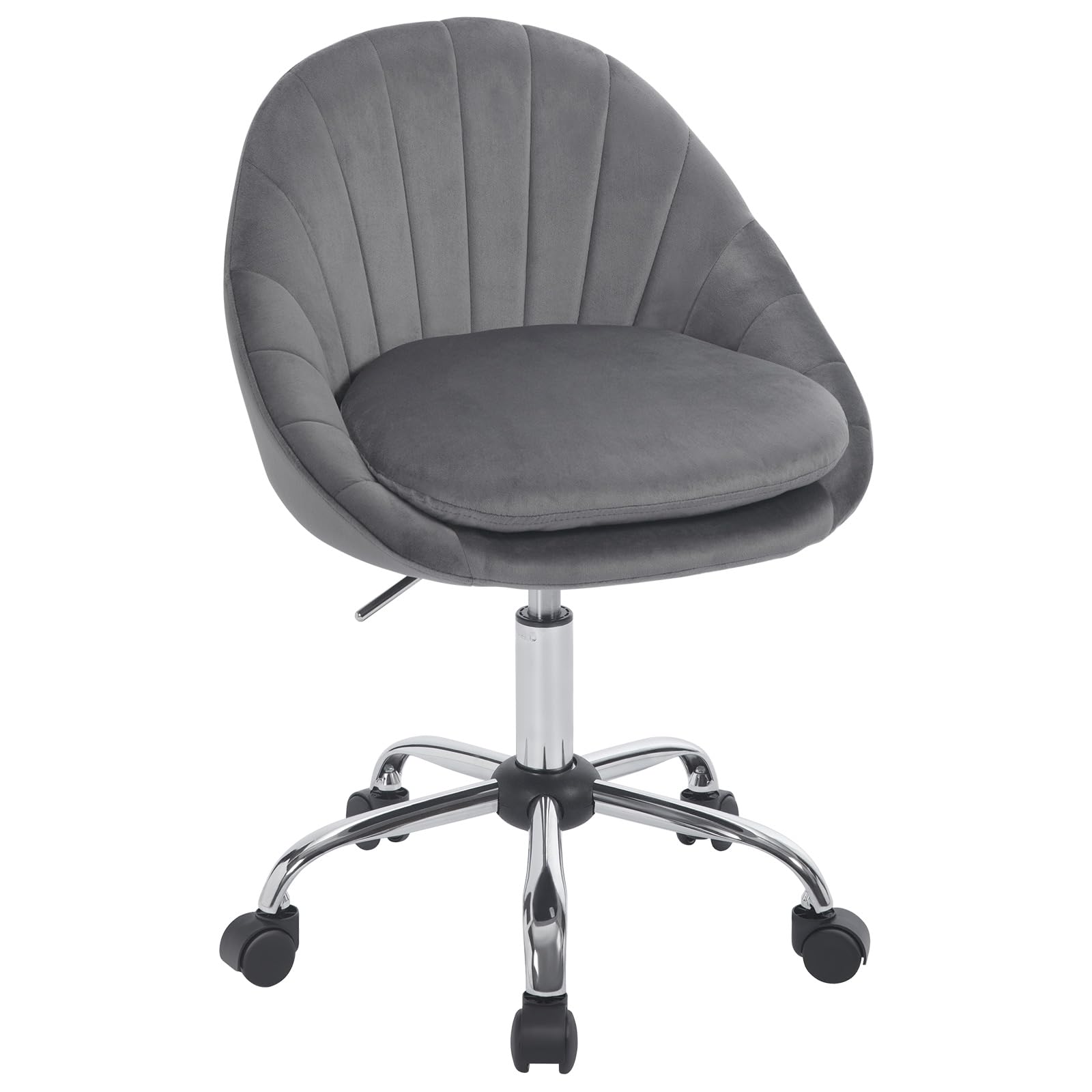 WOLTU Sedia da Scrivania per Casa, Sedia Trucco, Velluto, Grigio Scuro | Regolabile in Altezza con Rotelle, Girevole Ergonomica, Ufficio, Camera da Letto, Studio