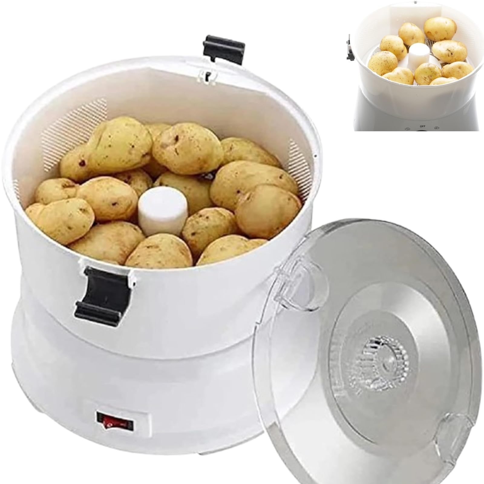 Elektryczna obieraczka do warzyw, automatyczna obieraczka do ziemniaków i owoców, odwadnianie jednym dotknięciem, pojemność 1 kg, do użytku domowego i komercyjnego