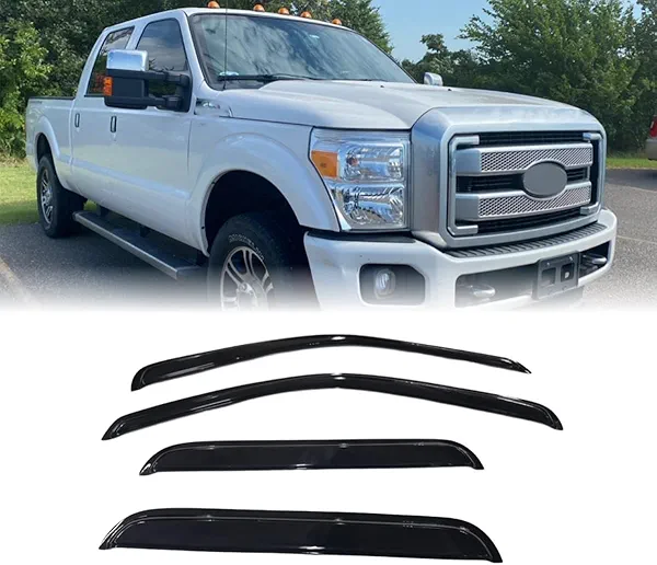 HHENGYISOUL 4PCS Window Visors Rain Guards for Ford F250 F350 F450 1999-2016, Tinted Acrylic Tape-On Wind Deflectors, Weather Shield Vent Shades