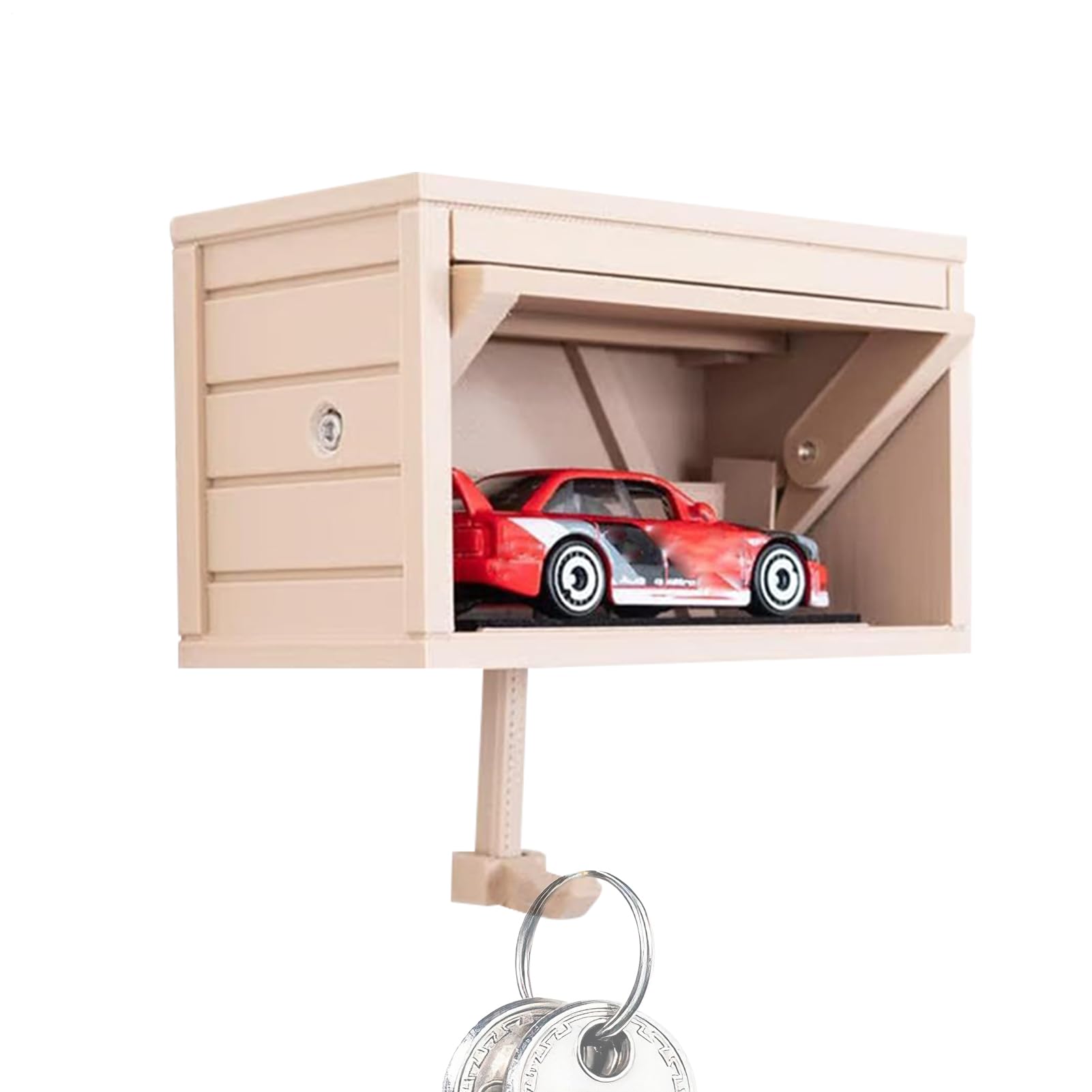 Genérico Portallaves De Garaje Para Coche, Soporte De Madera 3D Para Pared, Organizador De Llaves De Garaje, Gancho Para Colgar Sombreros Con Puerta Abatible, Ideal Para Decorar La Sala De Estar.