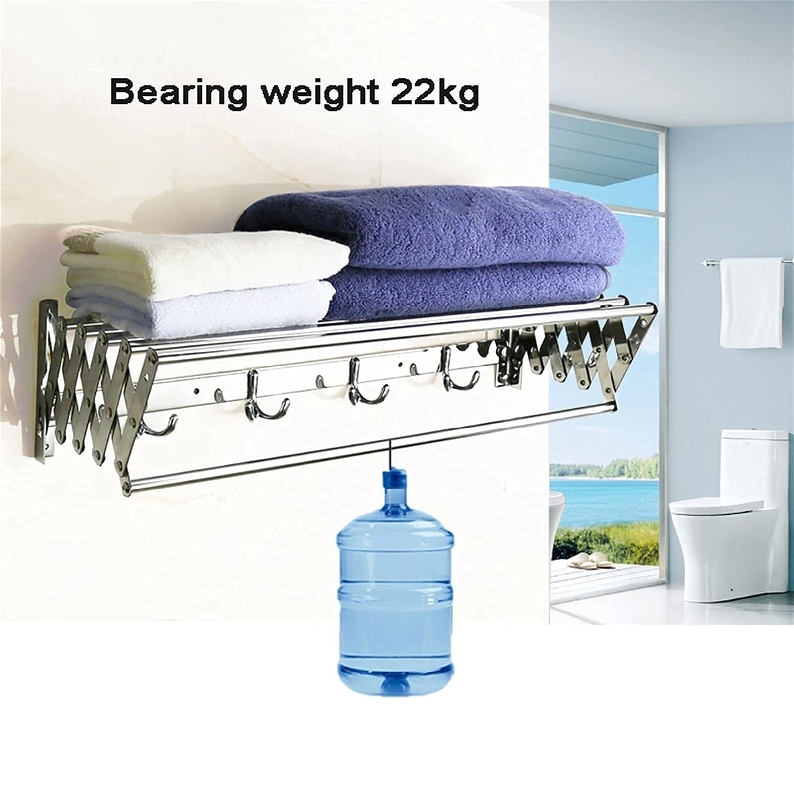 Este tendedero de Pared, tendedero Plegable, tendedero de Ropa Extensible y retráctil, tendedero de Ropa fácil de Instalar (50 cm) (60 cm) (50 cm)