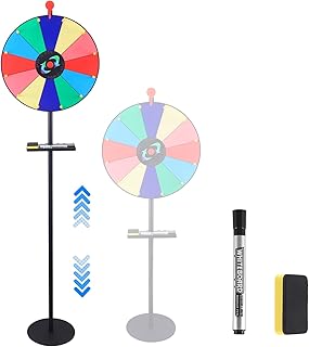 17'' Glücksrad zum Drehen Groß mit 14 Farben, 43cm Höhenverstellbar Gluecksrad Gluecksrad Spielzeug mit Stiftehalter Verstellbarer Stativstände für Lotteriespiele Karneval Messe Preisrad