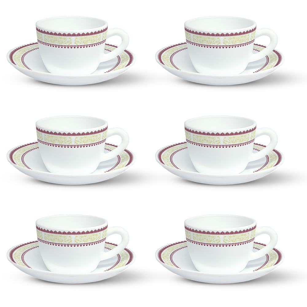 Larah by BOROSILElega 140 ML Opalware Cup and Saucer Set