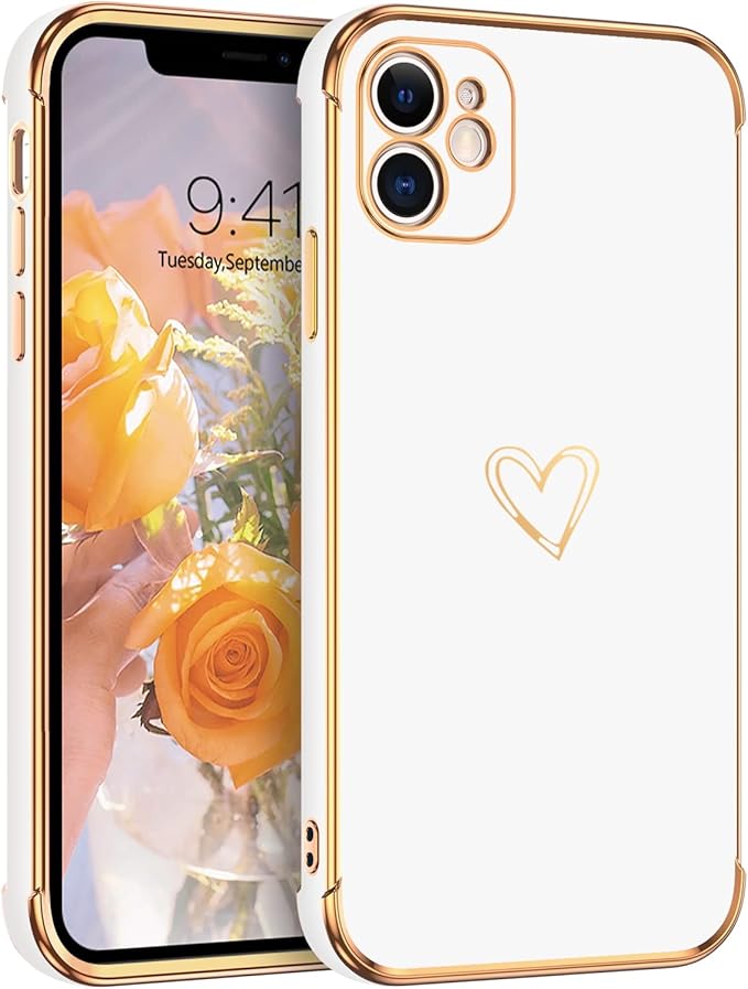 GUAGUA Case for iPhone 11, iPhone 11 Cases Cute Heart Pattern Soft TPU