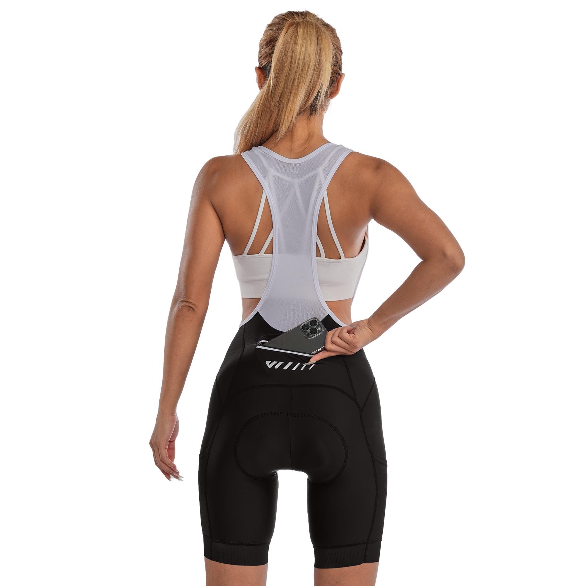 Lo.gas Fahrradhose Damen Gepolstert Mit TräGer Fahrrad TräGerhose Damen Bib Shorts Fahrradhose Schnell Trocknende StoßFeste Fahrradunterhose Mit 4d Polster Tasche