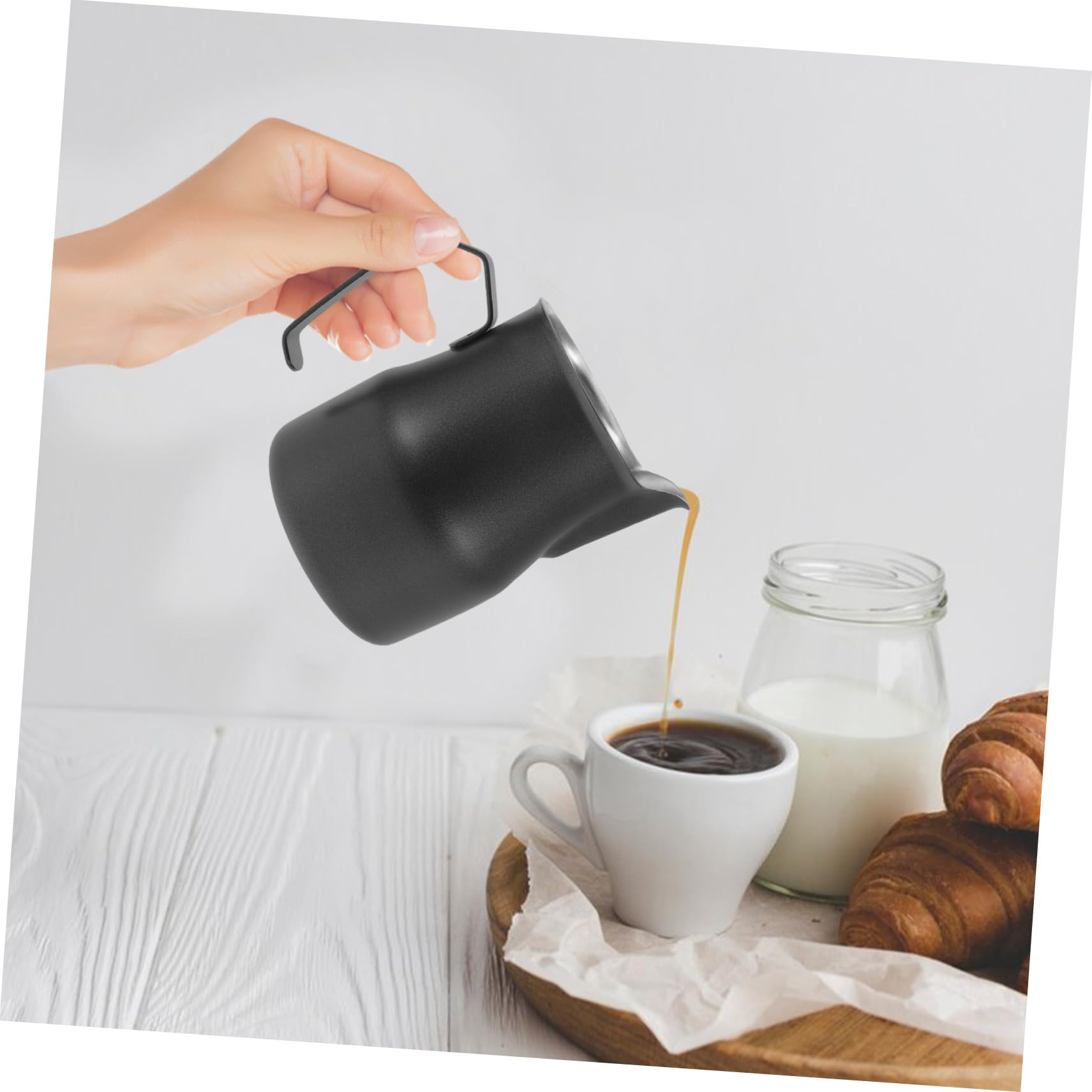 Artibetter 3piezas Jarra De Espuma De Leche Inoxidable Para Café Espresso Pitcher Para Latte Art Diseño Texturizado Utensilio De Para Cafeterías y