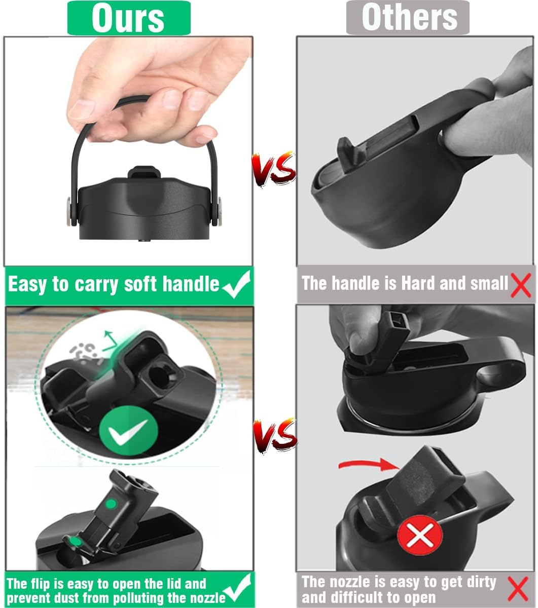 Water Bottle Insulated 32oz 40oz 64oz 128oz Straw Lid Spout Lid & 3 Lids, Leak Proof, Vacuum Insulated,Stainless Steel Water Bottle Wide Mouth for Sports, Gym or Office - Image 7