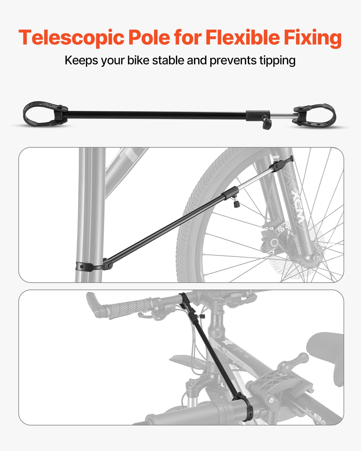 VEVOR Supporto per Riparazione Bici, da 37 kg con Altezza Regolabile da 102 a 162 cm e Vassoio Portautensili Magnetico, Supporto Pieghevole per Manutenzione Bici, per Meccanici da Casa