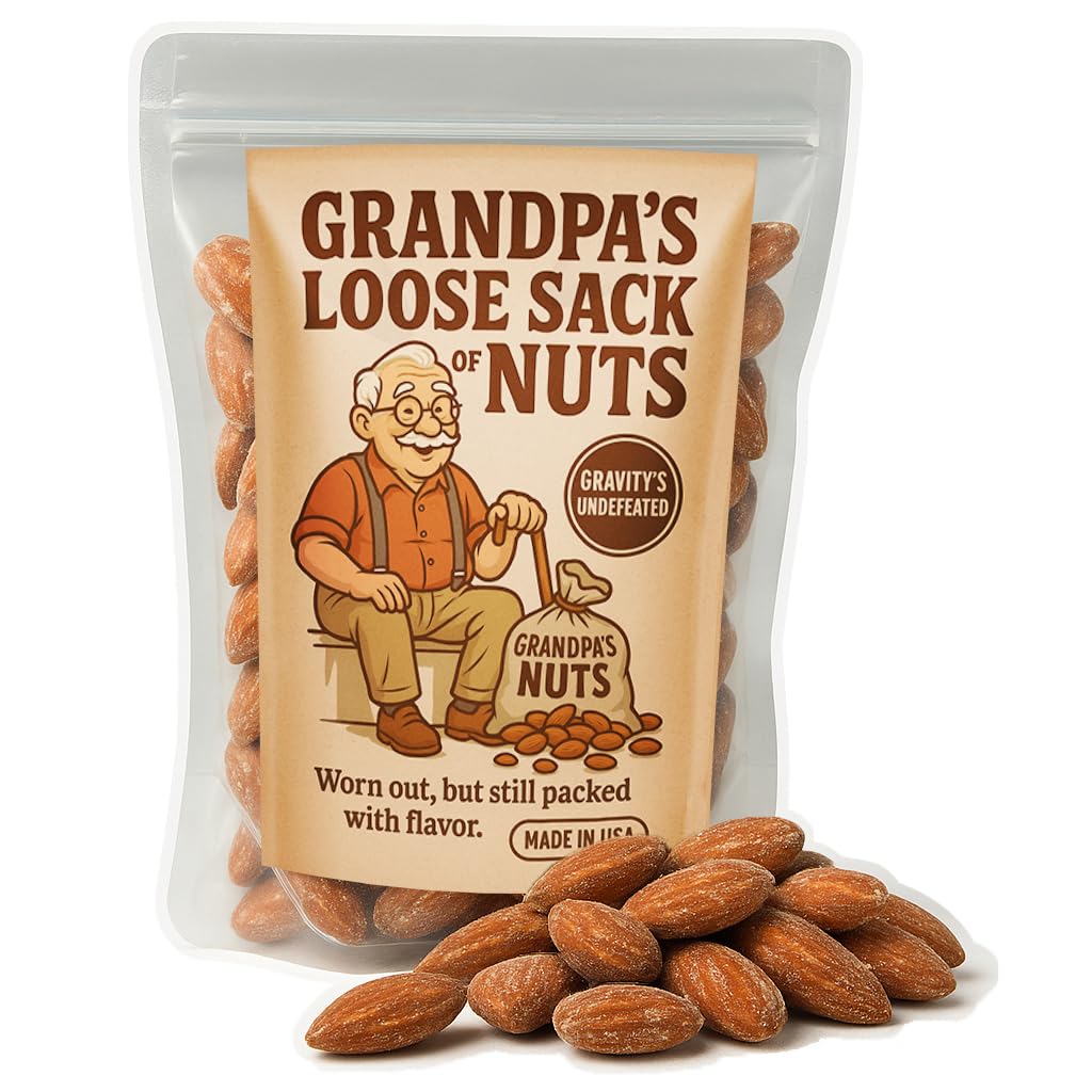 Grandpa’s Loose Sack of Nuts Almonds – Funny Gag Gift for Grandpa, Uncle Franks Famous Nut Mixes, Hilarious Healthy Snack for Men, Father’s Day, Birthday, Retirement Gifts, Made in USA, Salty Treats for Dad