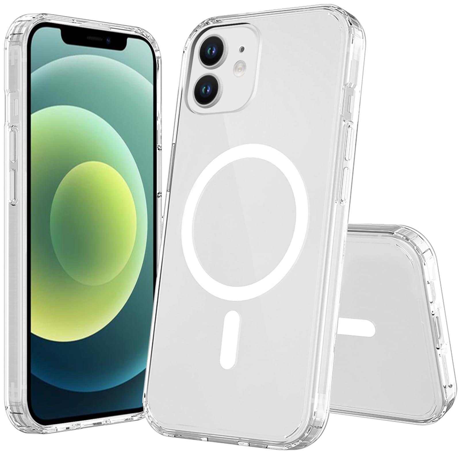 FanTEK Phone Case Compatible with iPhone 12 Mini 5.4 Inch, Magnetic Case Clear Protective Bumper Hard Back Cover