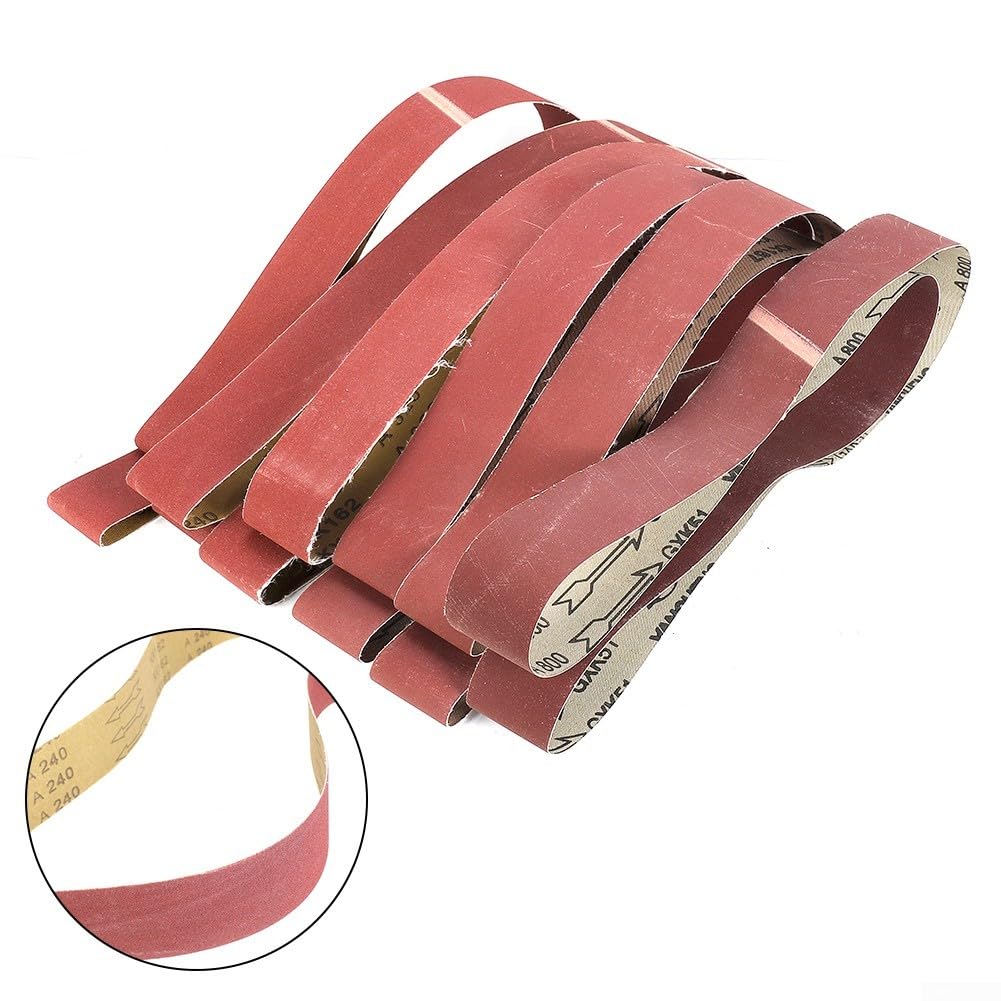 Set di 6 nastri abrasivi per levigatrici a nastro da 2 "x 72" grana in ossido di alluminio 180 240 320 400 600 800 con rivestimento uniforme e durata