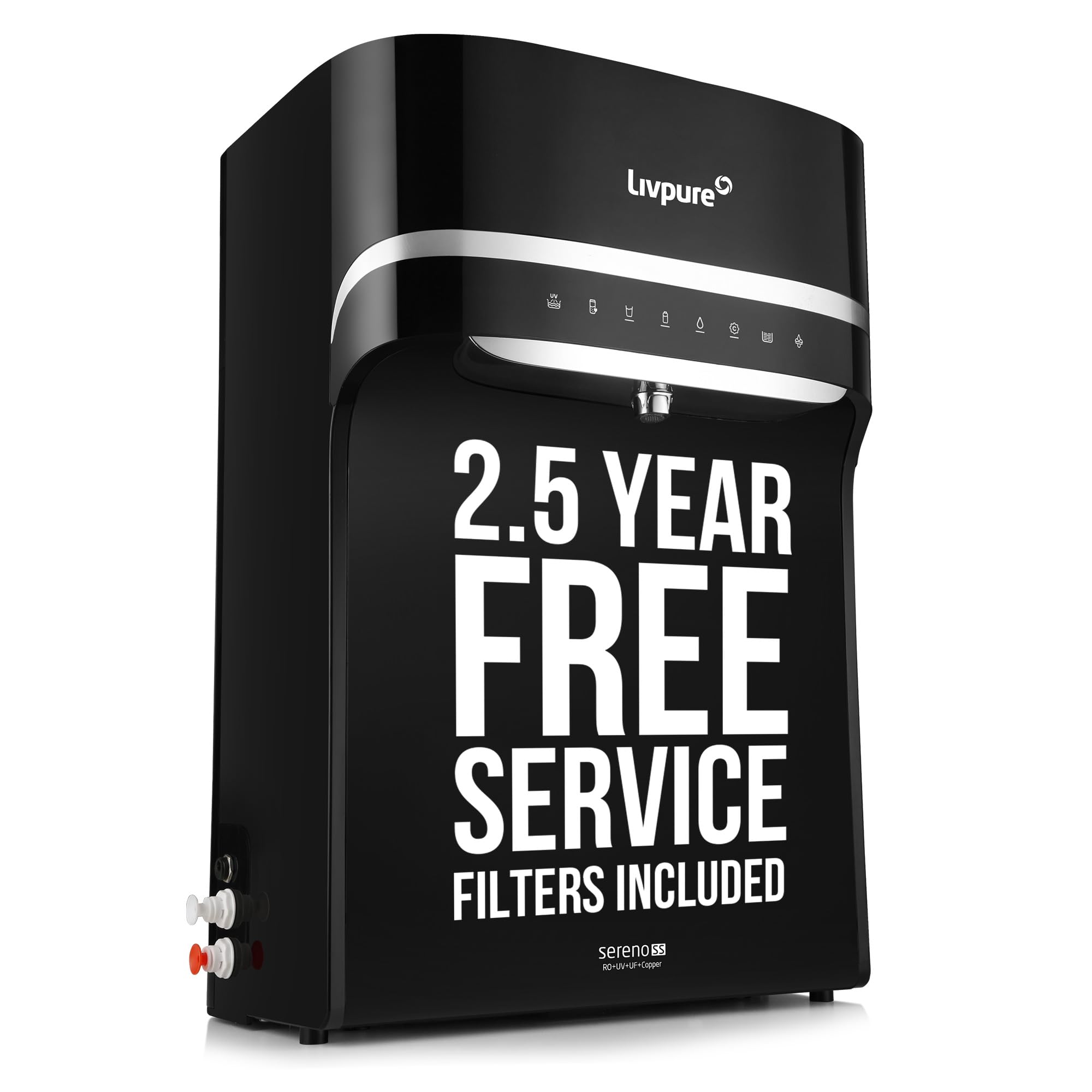 Livpure Sereno-SS RO+UV+UF Water Purifier with Copper & Mineral Technology | 8-Stage Filtration | 5.5L SS Tank | Free Service for 2.5 Years | Filters ...
