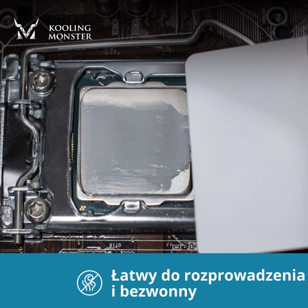 KOLD-01, Wysokowydajna Pasta Termoprzewodząca z Silikonu do Chłodzenia Wszystkich CPU/Radiatorów, Pasta Silikonowa Zaprojektowana dla Łatwego Rozprowadzania, Zawiera Rękawice i Chusteczki Czyszczące, Bez Zapachu (0,7ml/1,8g)