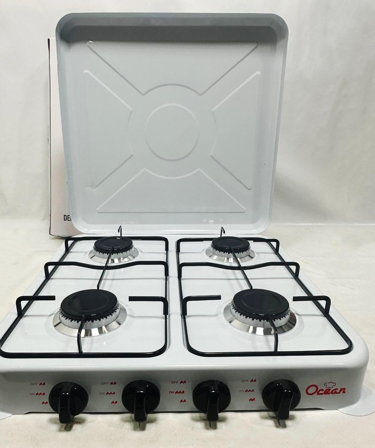 Cocina de Gas Butano Portátil 4 Fuegos 8,8 kW, Hornillo de Gas Portátil con Fuego Ajustable, 4 Quemadores de 75,5 mm, para Butano y Propano.(4 Fogones)