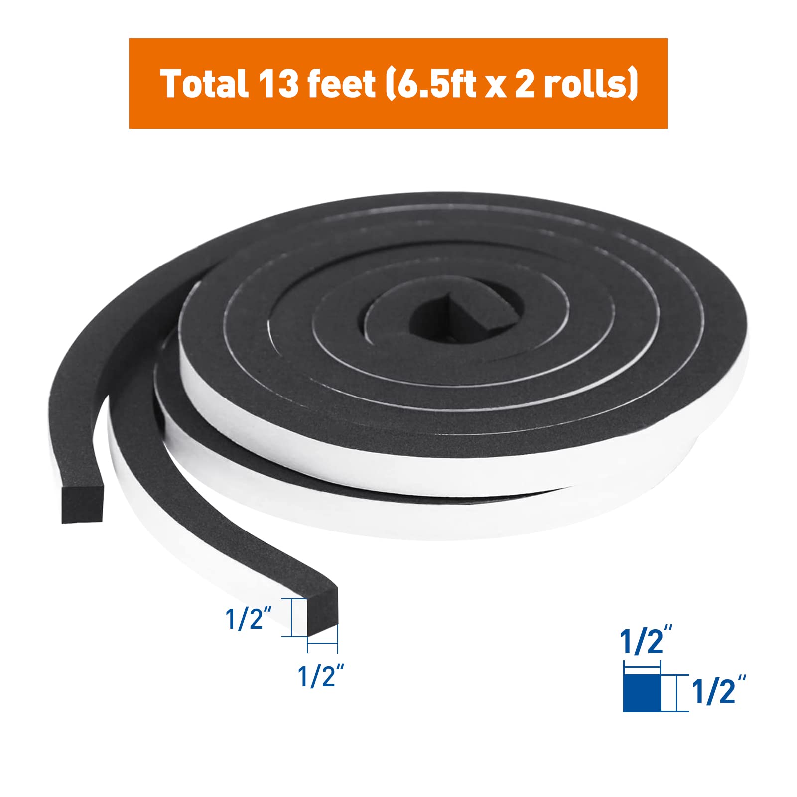 AFQH Weather Stripping Door Seal Strip,High Density Foam Tape,Doors And Windows Insulation Soundproofing Weatherproof Self Adhesive Rubber Weatherstrip D - View #5