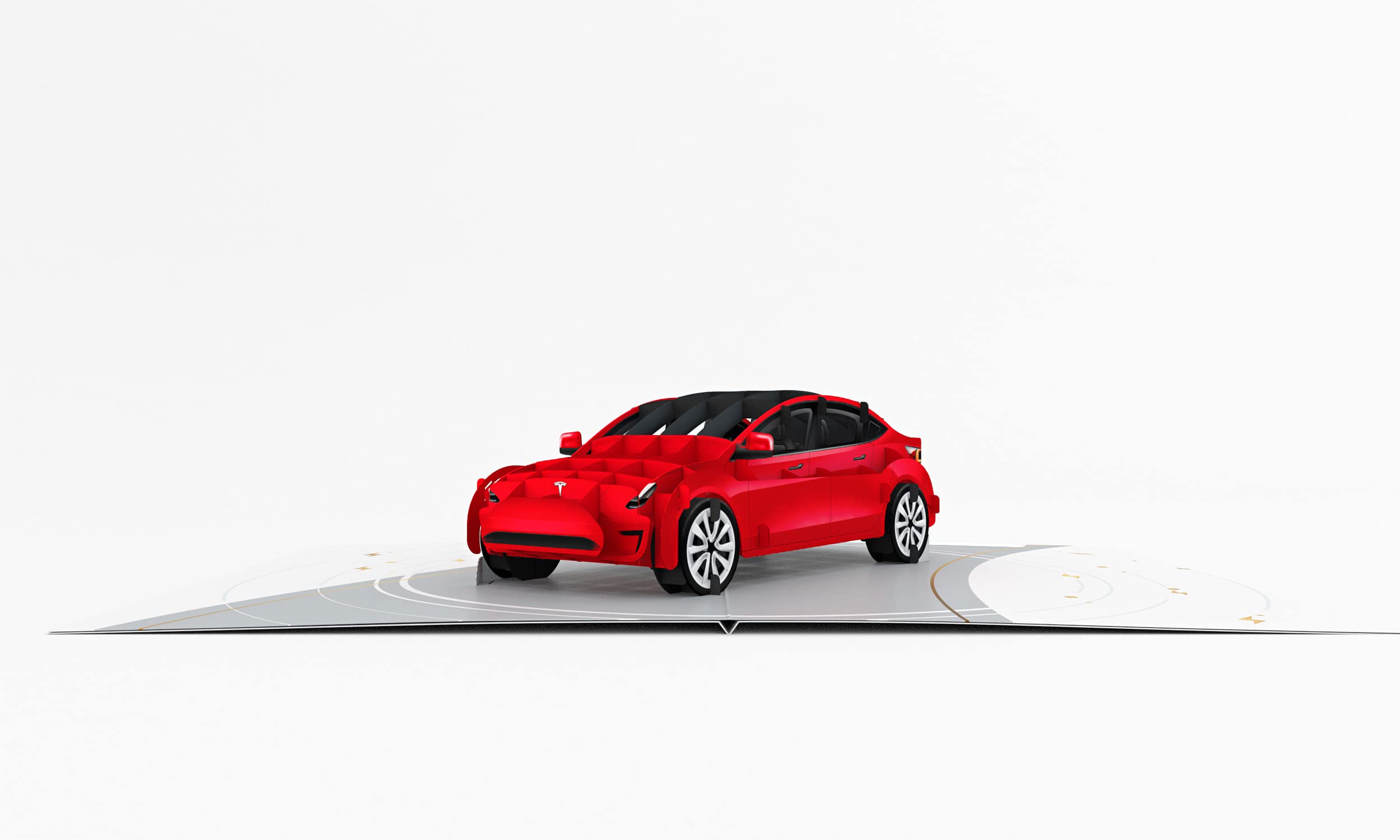 WOWPAPERART Pop Up 3D Greeting Card For Tesla Model 3 New Owners - Love, Birthday, Christmas, Congratulations, Surprise - Blank Insert Personalized