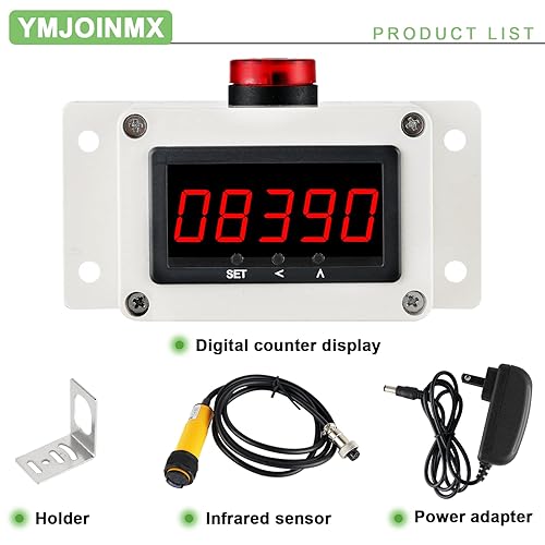 Miniatura 6 de Contador de piezas de contador LED digital hasta 99999 con recordatorio de alarma Sensor infrarrojo Distancia de detección 27 pulgadas DC 12CV-24V