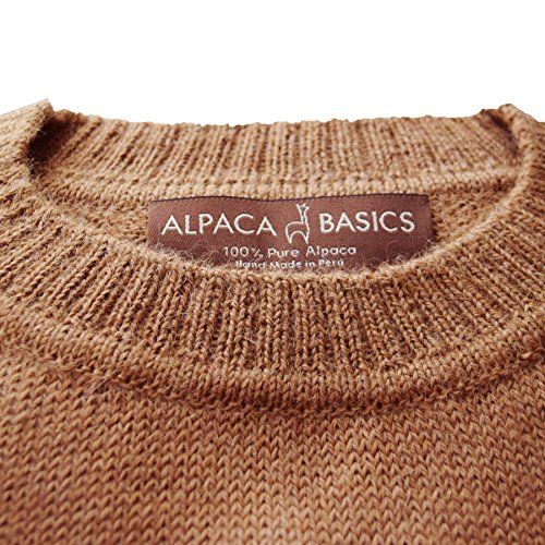 Men's Handmade 100% Alpaca Wool Crew Neck Sweater (Tan, XXL)3