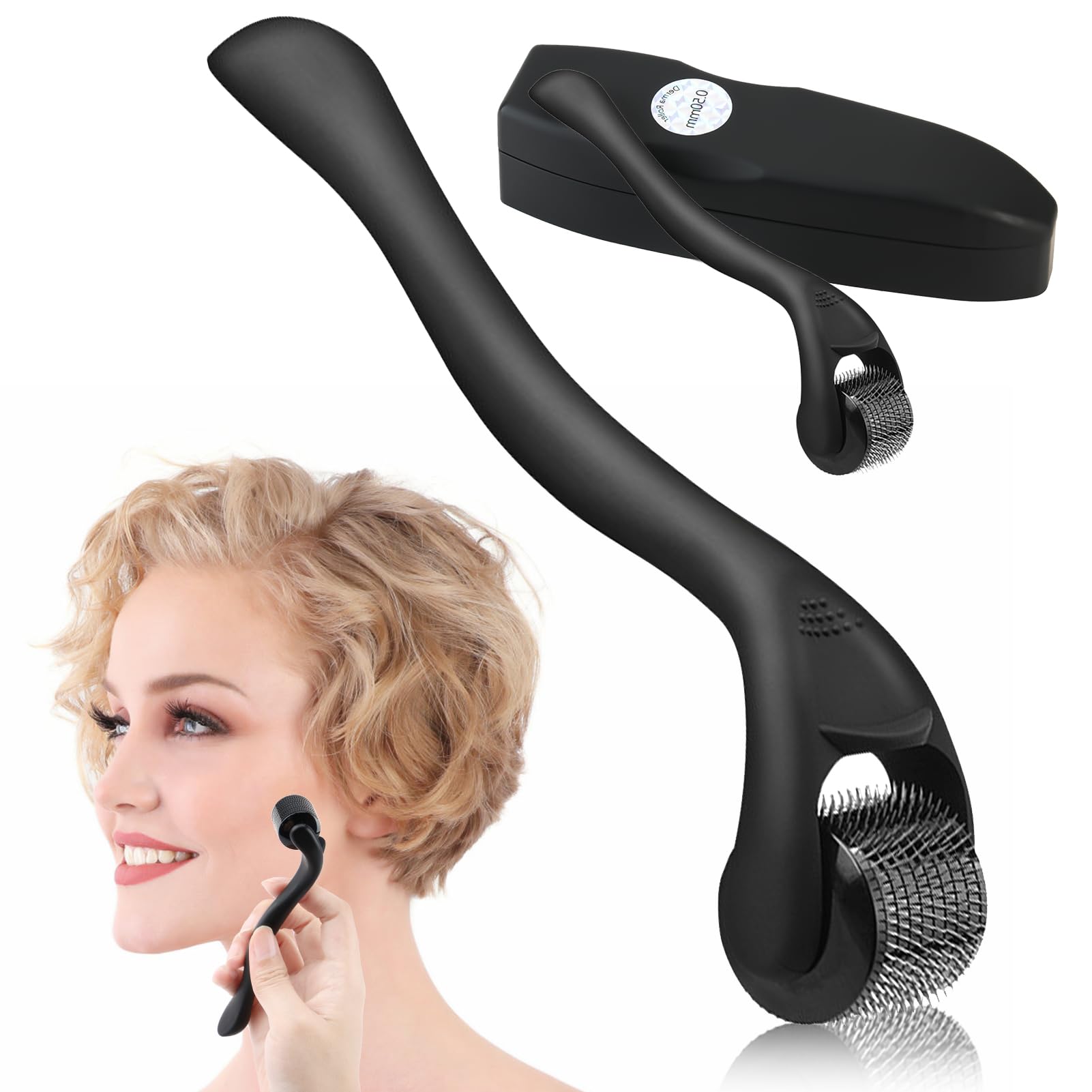 Dermaroller Microagujas 0.5mm, 540 Agujas de Titanio, Ideal para Tratamientos Faciales y Capilares, Rodillo de Belleza para Estimulación de Colágeno, Promoción del Crecimiento del Cabello
