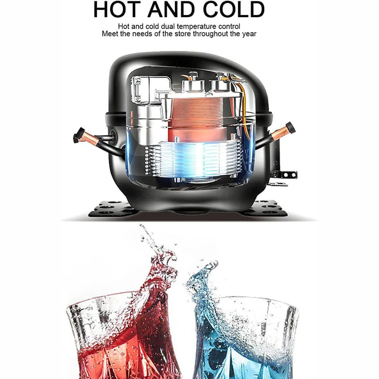 Kommerzieller Getränkespender mit Zapfhahn, Heiß-/Kaltsaftspender, Selbstbedienungs-Cocktailspender aus klarem Glas, Trinkwasserautomat für Kaffee, Tee, Milch, Saft, 48 l, Schwarz